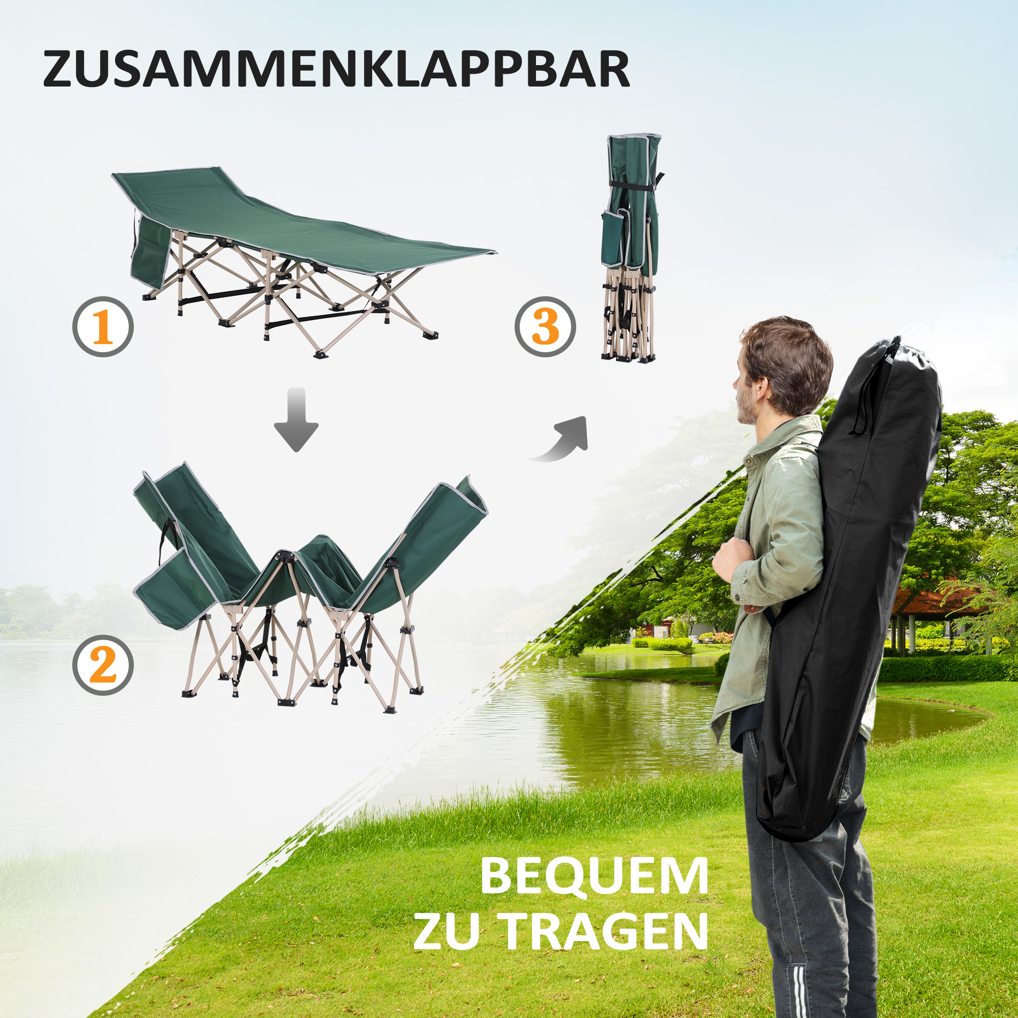 Kempingo lova 190 × 68 × 52 cm 3