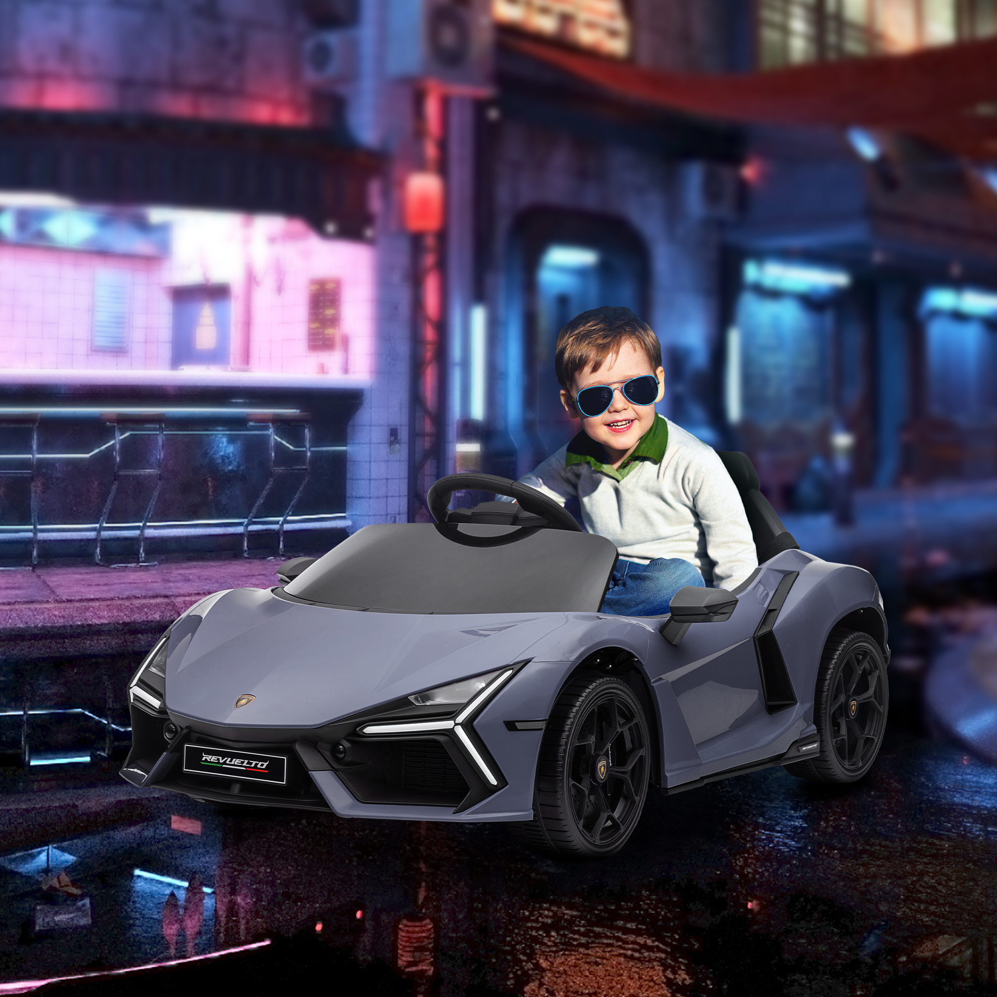 Vaikiškas elektrinis automobilis pilkas