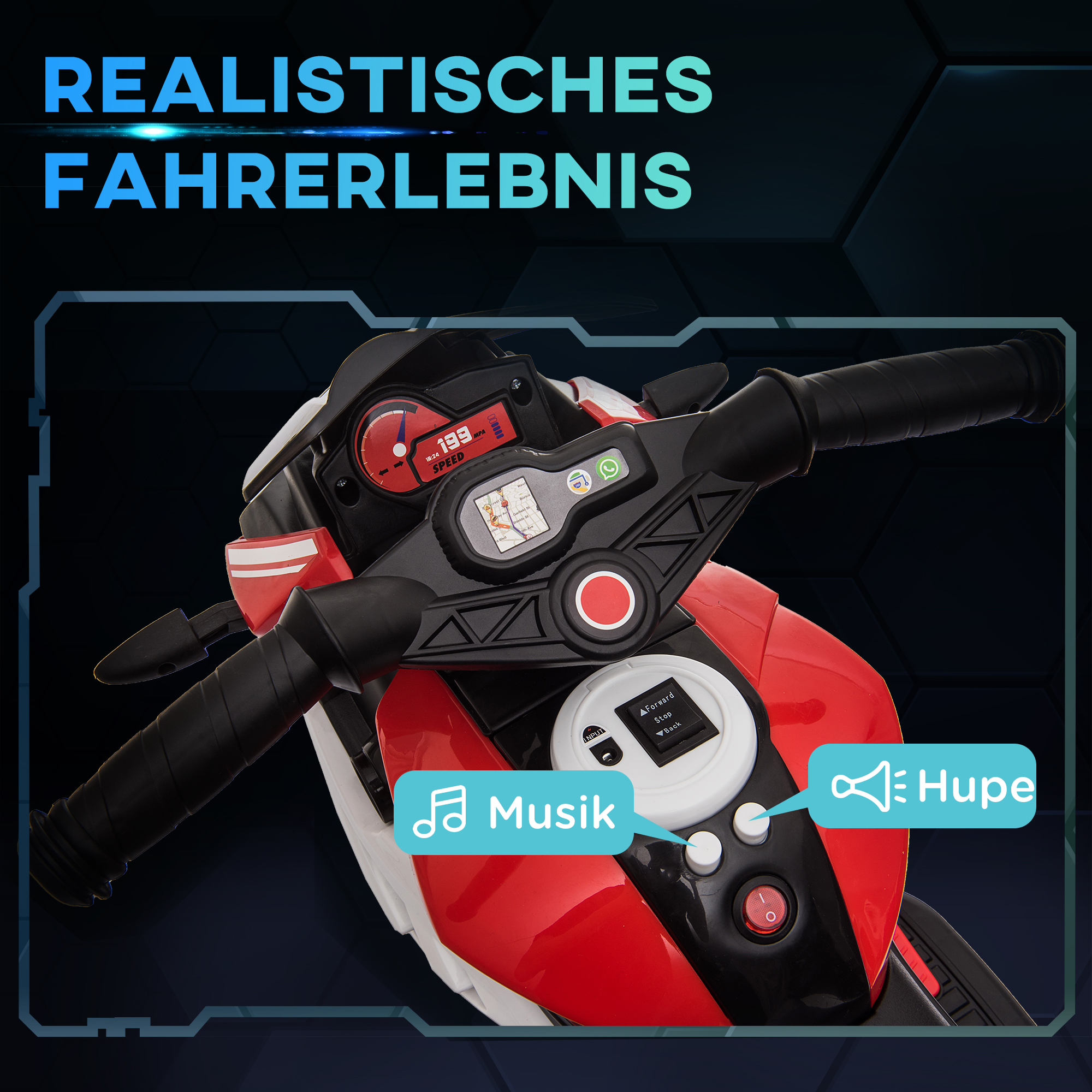 Vaikiškas elektrinis motociklas raudonas 3
