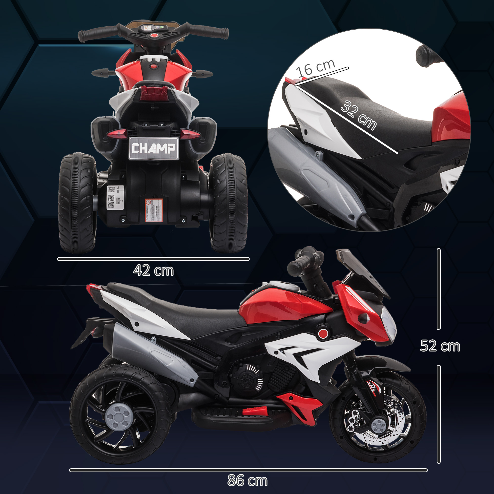 Vaikiškas elektrinis motociklas raudonas 2