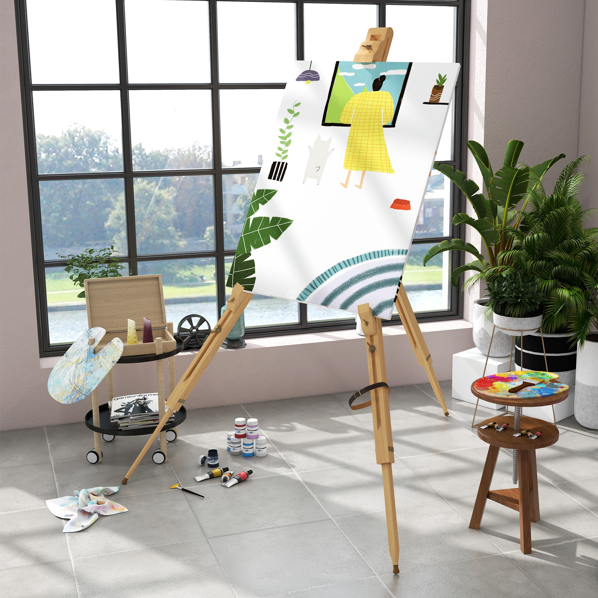 Molbertas 93 × 84 × 183 cm