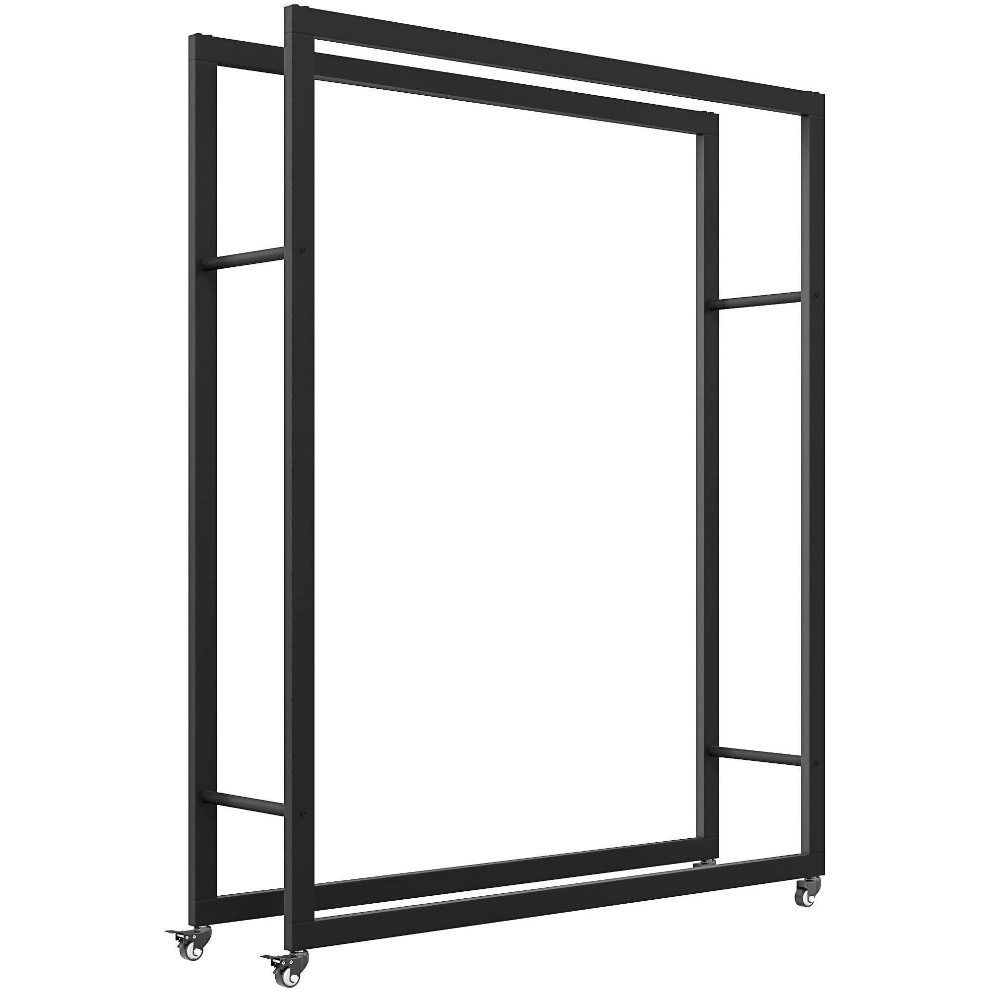 Malkų stelažas su ratukais, iki 150 kg, juodas, 120 x 32 x 151 cm