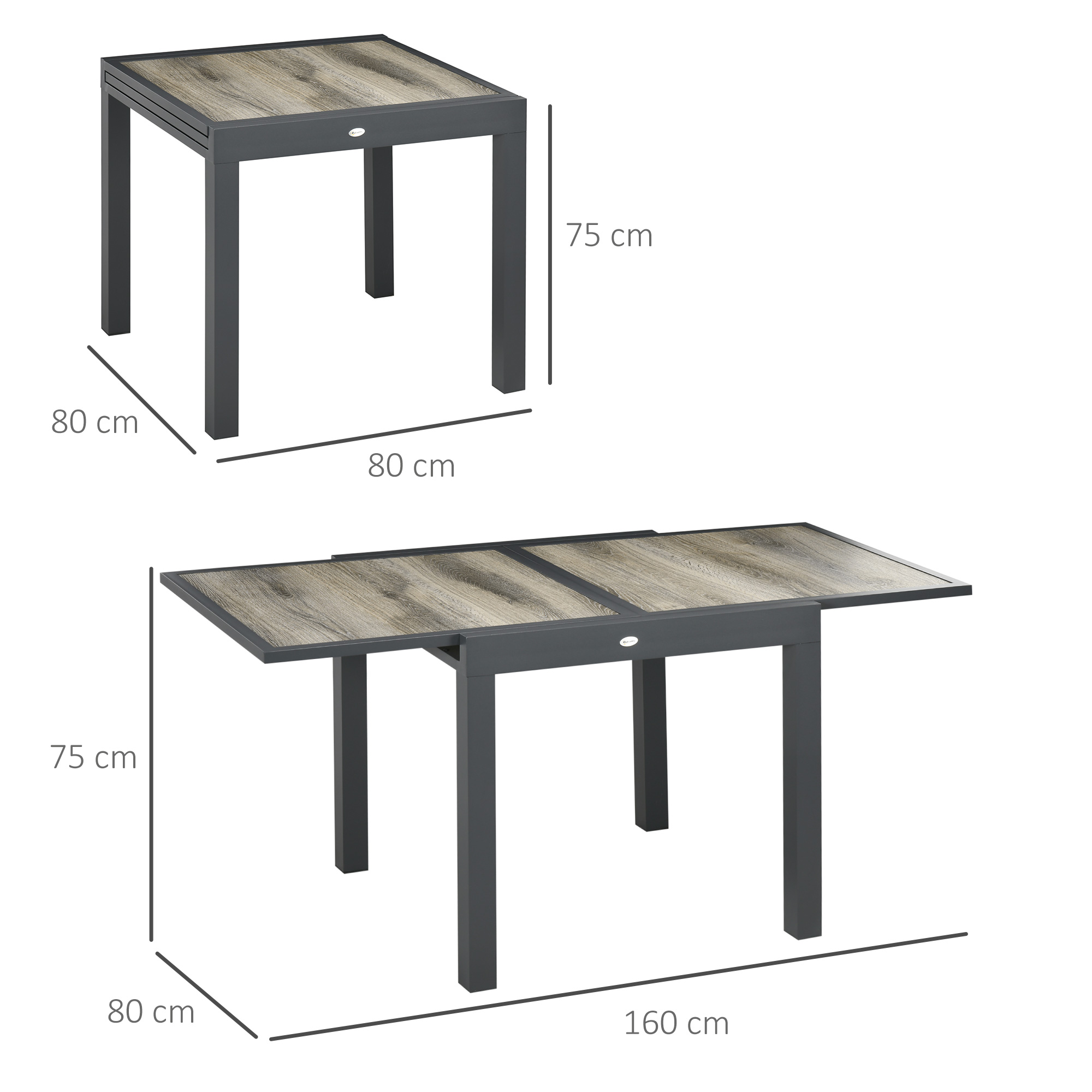 Sodo stalas 80/160 × 80 × 75 cm 2