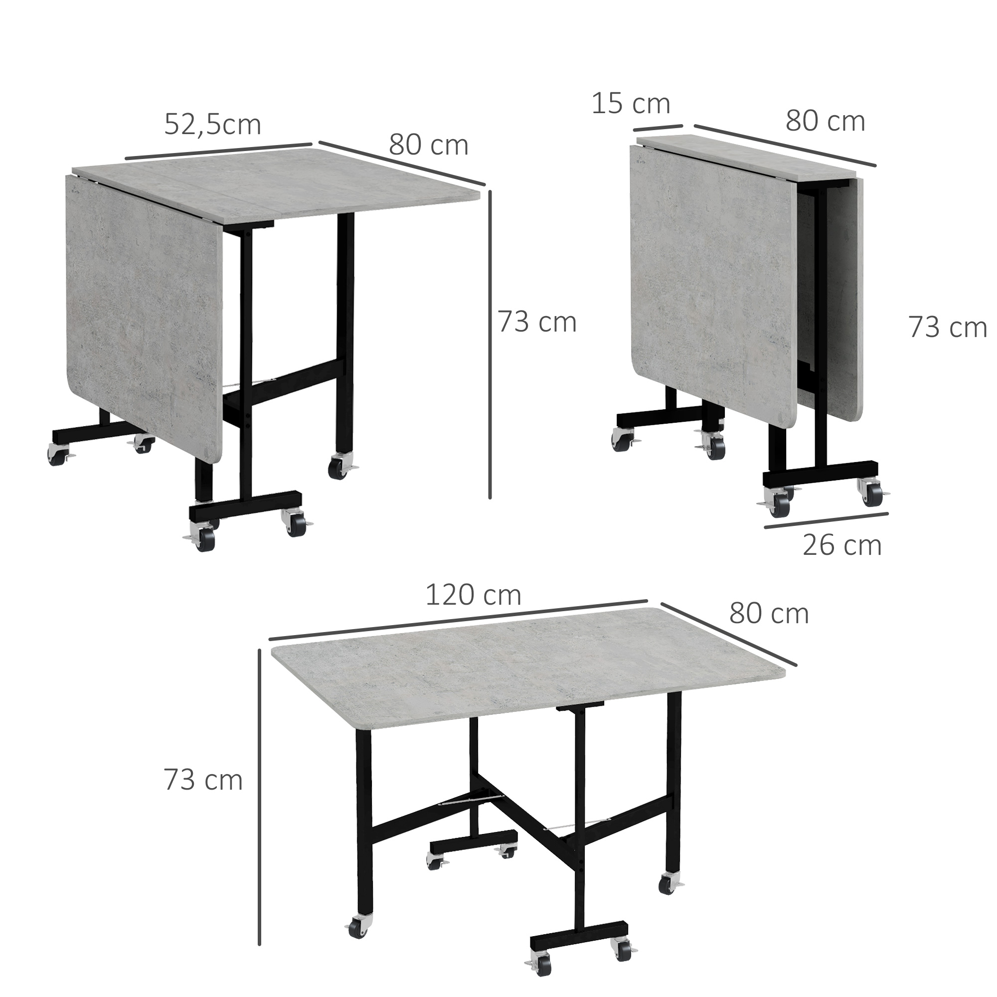 Sulankstomas stalas 120 x 80 x 73 cm 2