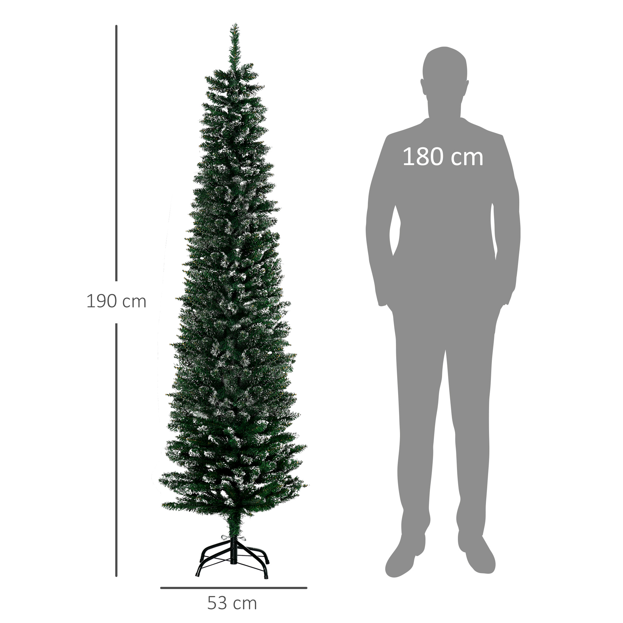 Dirbtinė kalėdinė eglutė su sniego imitacija, 570 šakų, žalia, Ø 53 × 190 cm 2