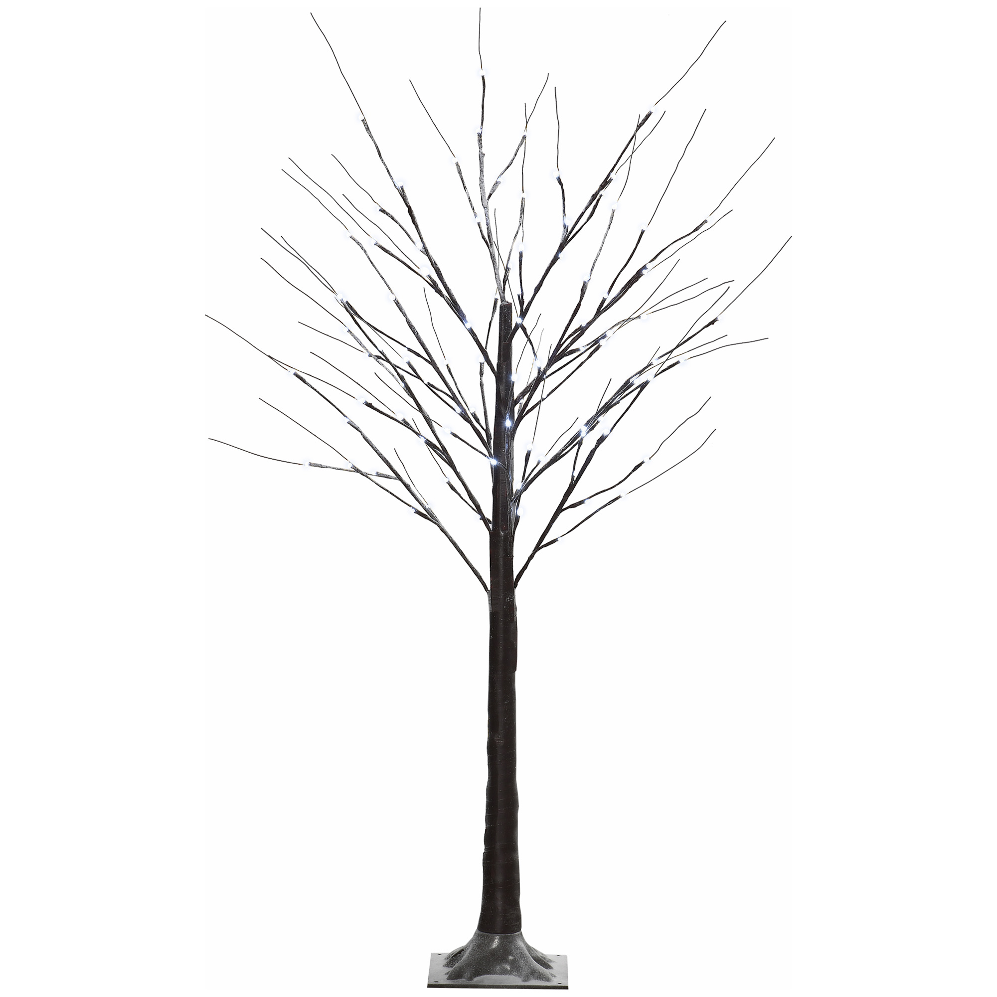 LED dekoratyvinis beržas su 96 šaltai baltomis mikro-LED, rudas, 22 × 22 × 150 cm