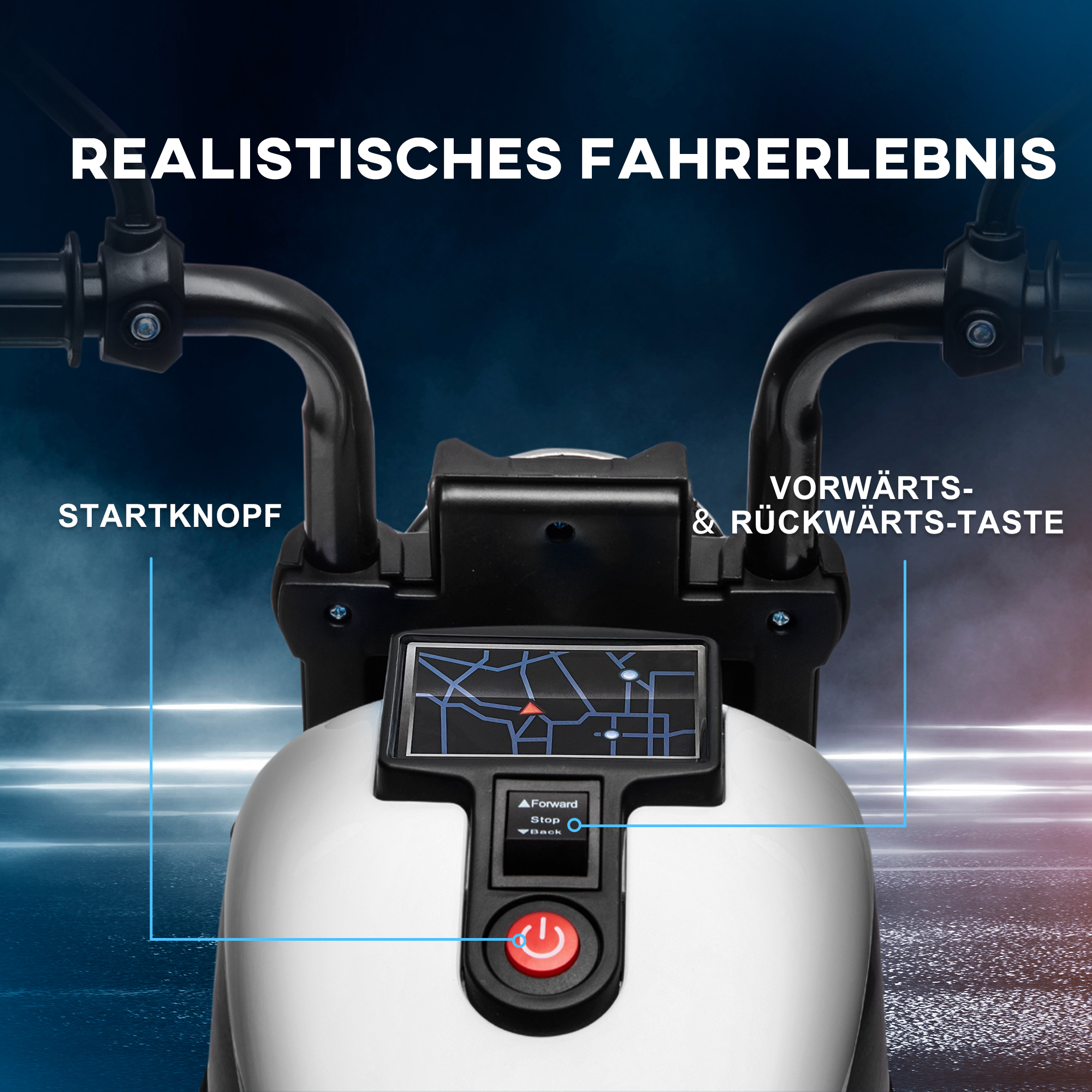 Vaikiškas elektrinis motociklas balta+juoda 3