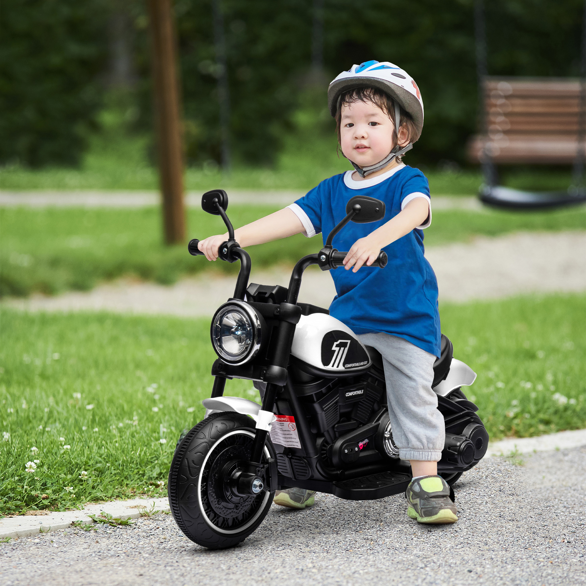 Vaikiškas elektrinis motociklas balta+juoda
