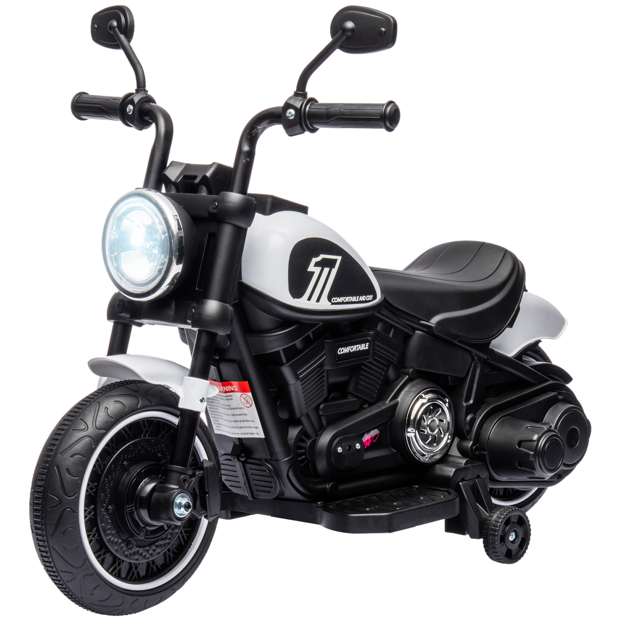 Bērnu elektriskais motocikls balts+melns