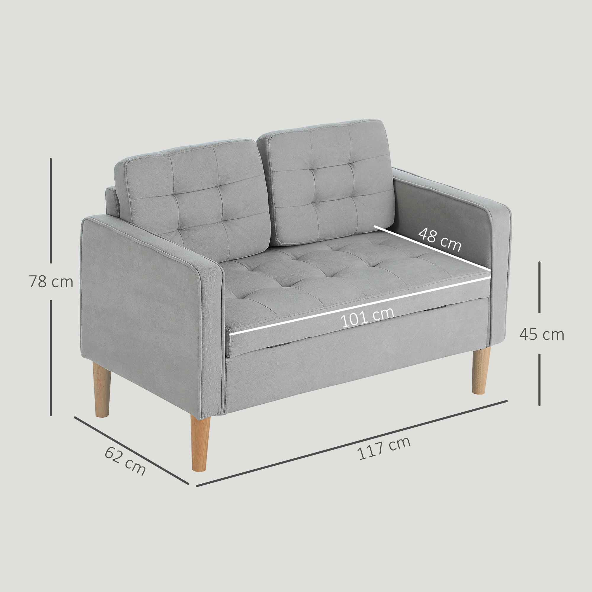 Dvivietė sofa 117 × 62 × 78 cm 2