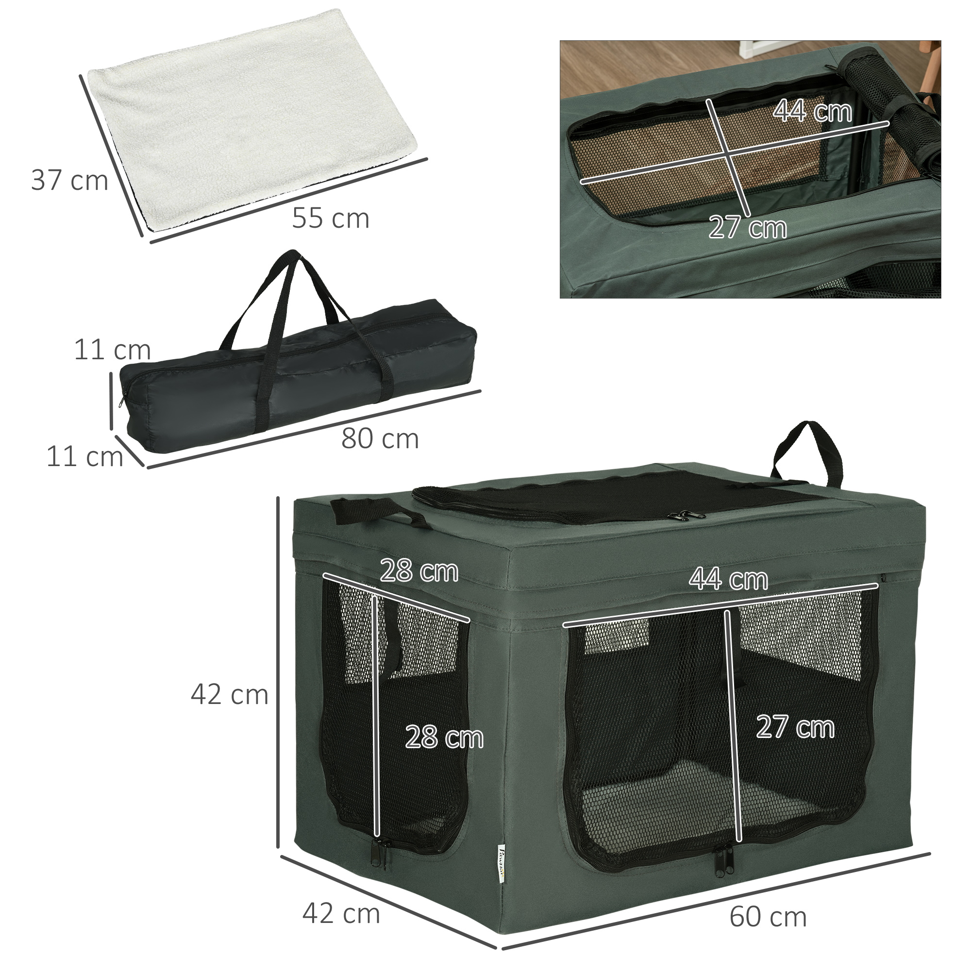 Gyvūnų transportavimo dėžė 60 × 42 × 42 cm 2
