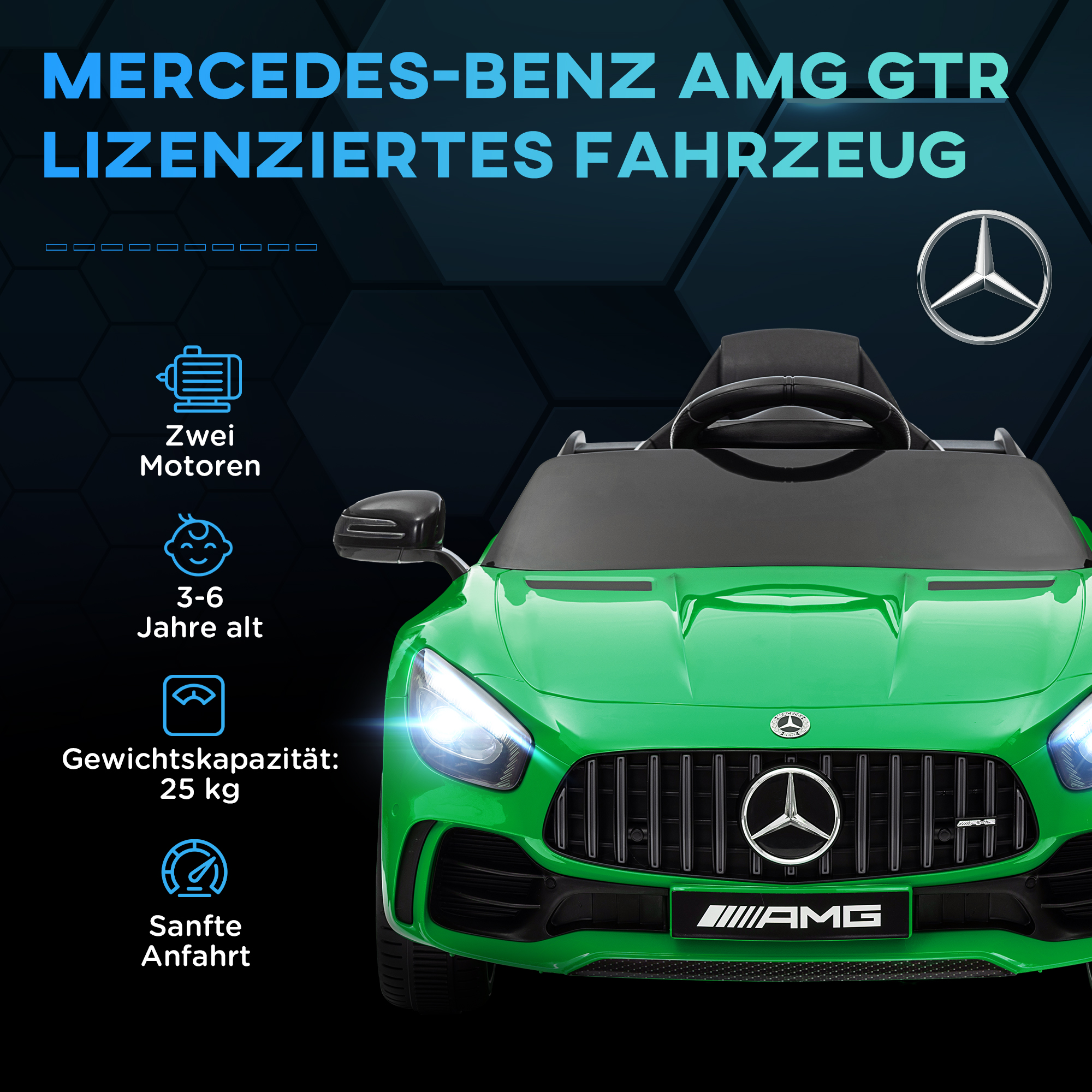 Vaikiškas elektromobilis Merceds žalias 3
