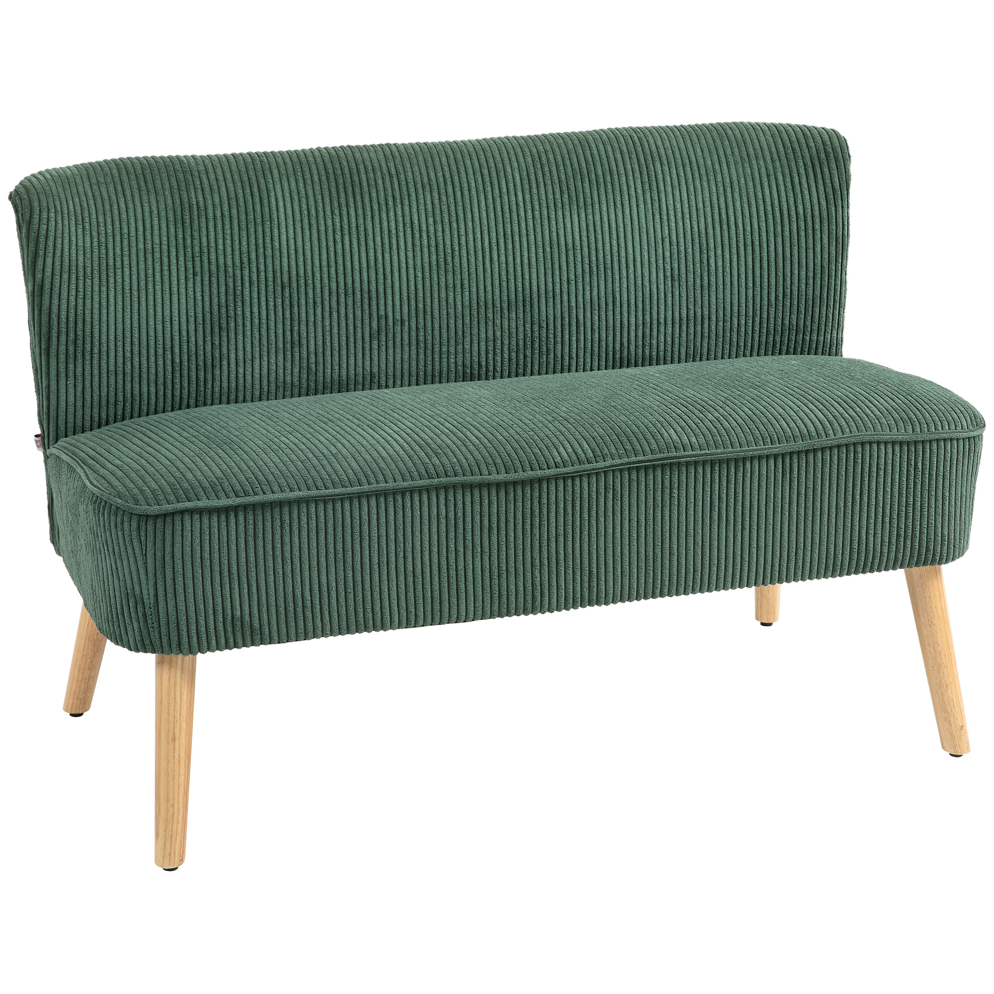 Dvivietė sofa su mediniu rėmu, žalia, 117 × 56,5 × 77 cm