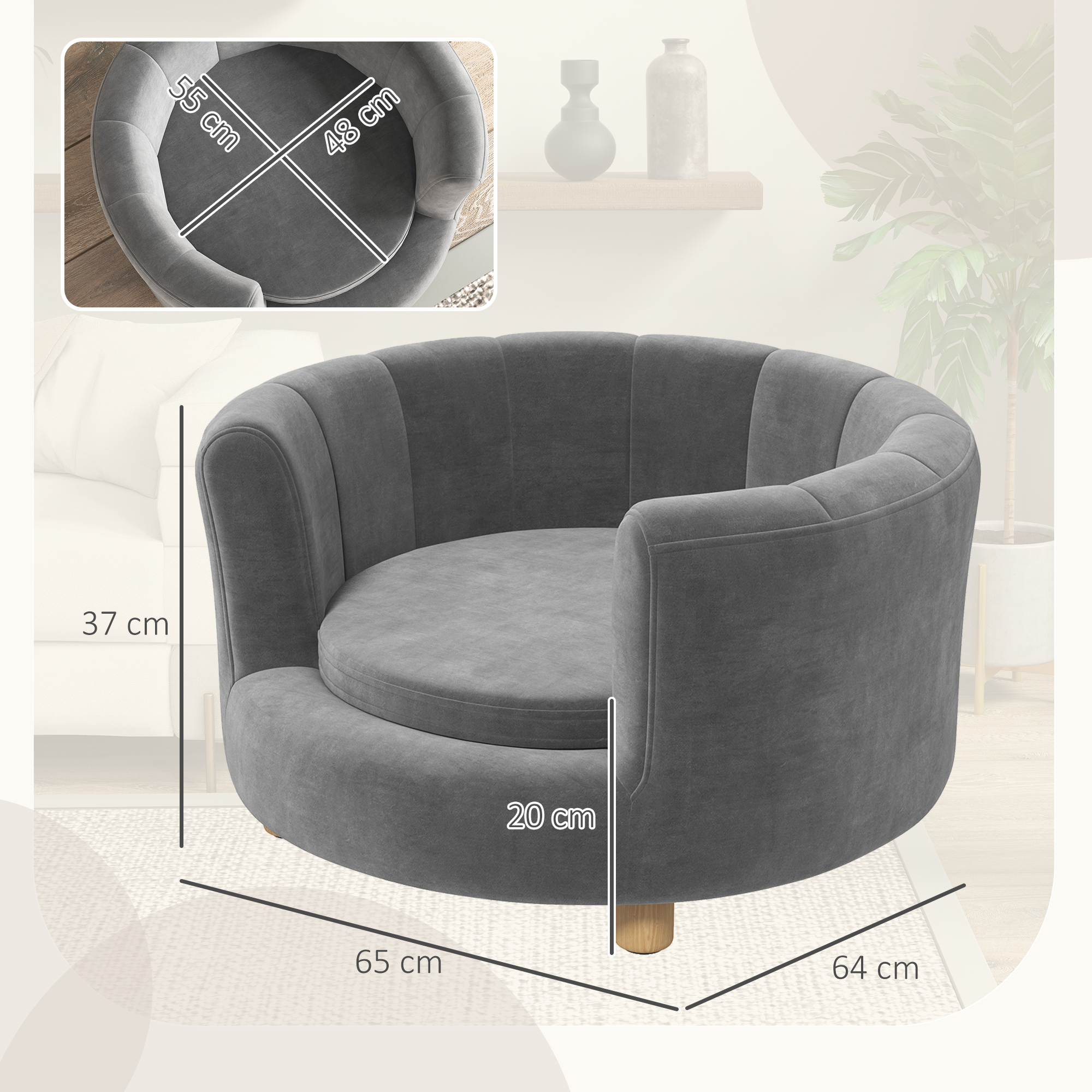 Gyvūnų sofa pilka 2