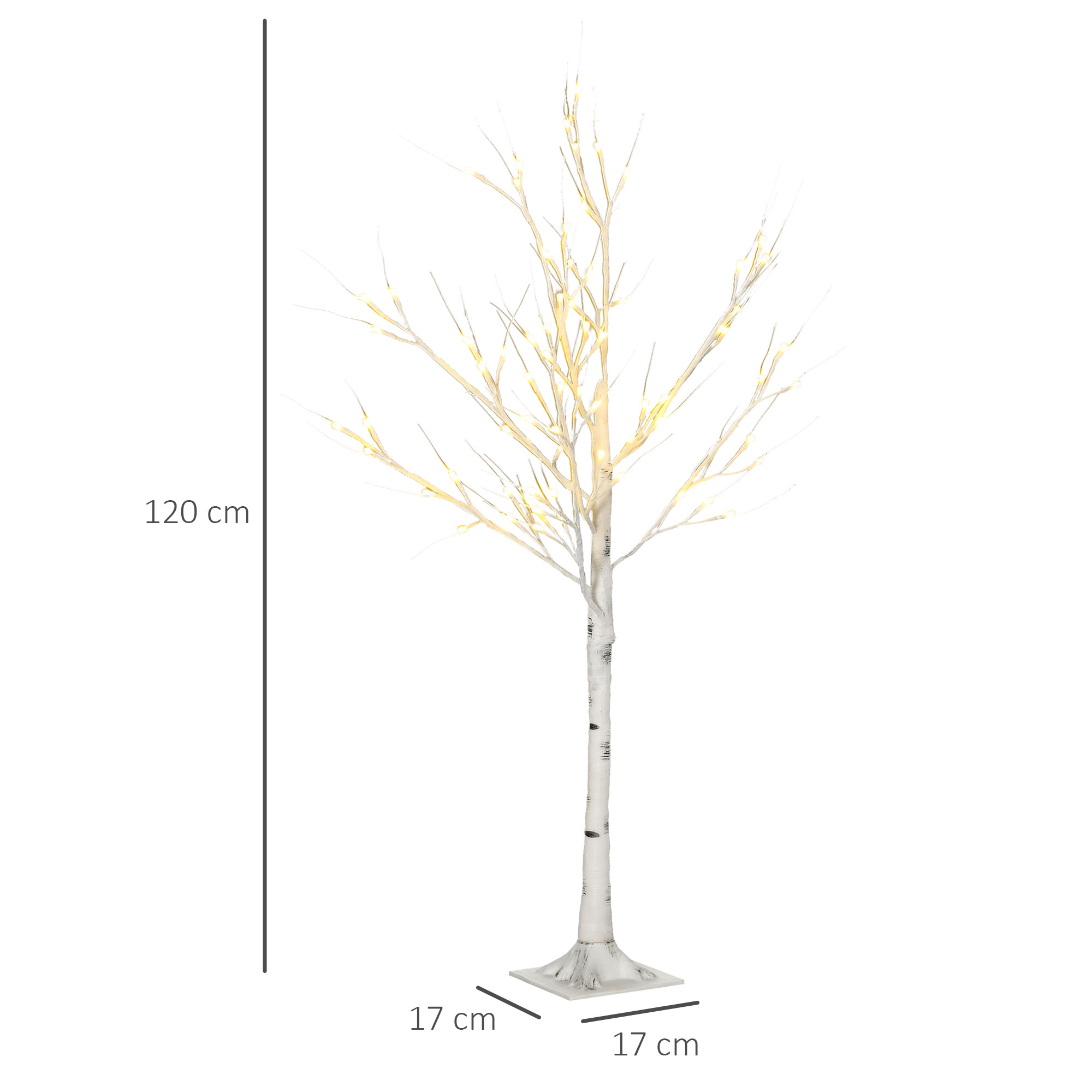 LED dirbtinis beržas su 72 šiltai baltomis LED lemputėmis, baltas, 17 x 17 x 120 cm 2
