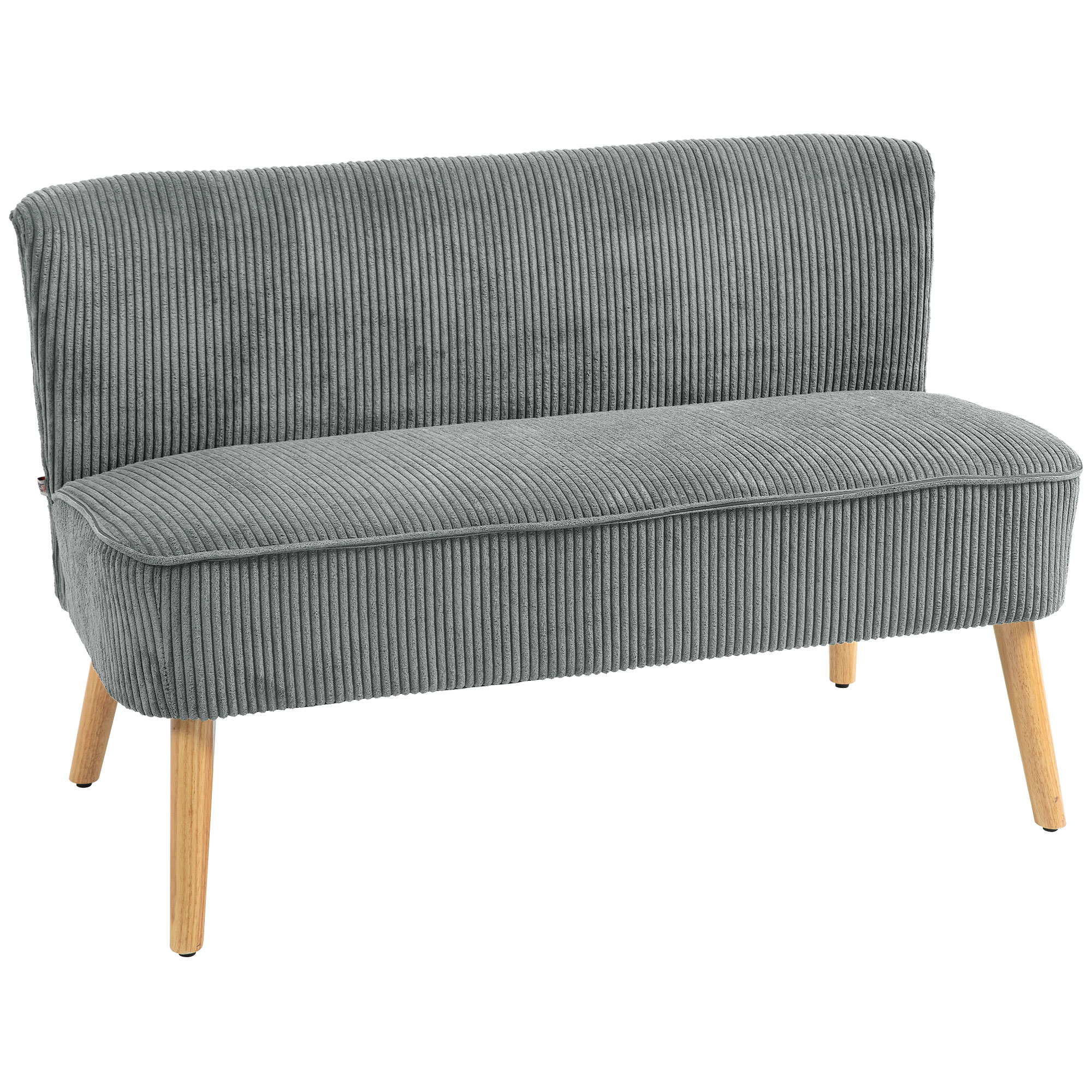 Dvivietė sofa su minkštu apmušalu, pilka, 117 × 56,5 × 77 cm