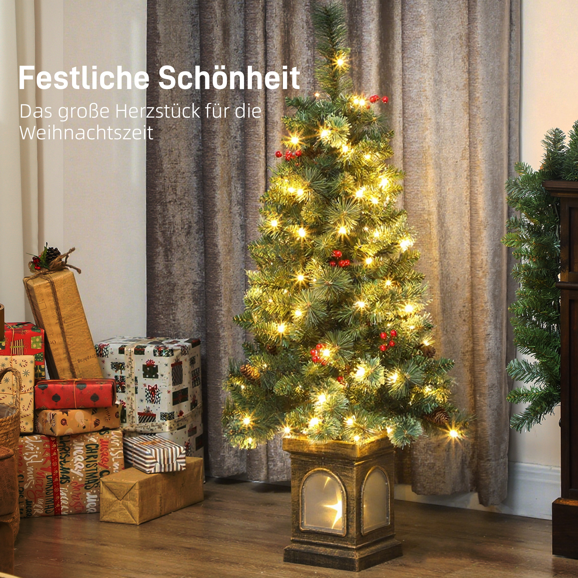 Dirbtinė kalėdinė eglutė su 100 LED ir 8 apšvietimo režimais, žalia, 120 cm 3