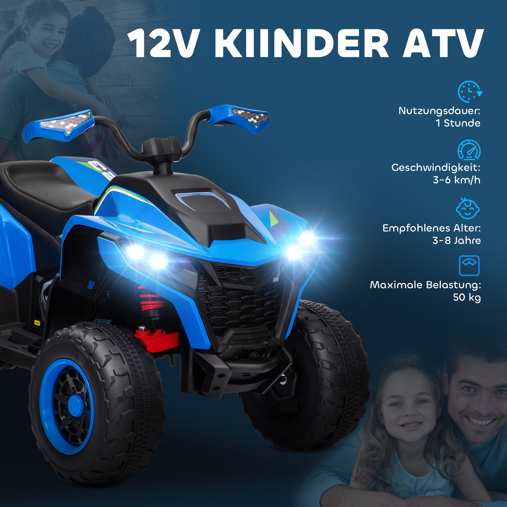 Vaikiškas elektrinis keturratis mėlynas 3