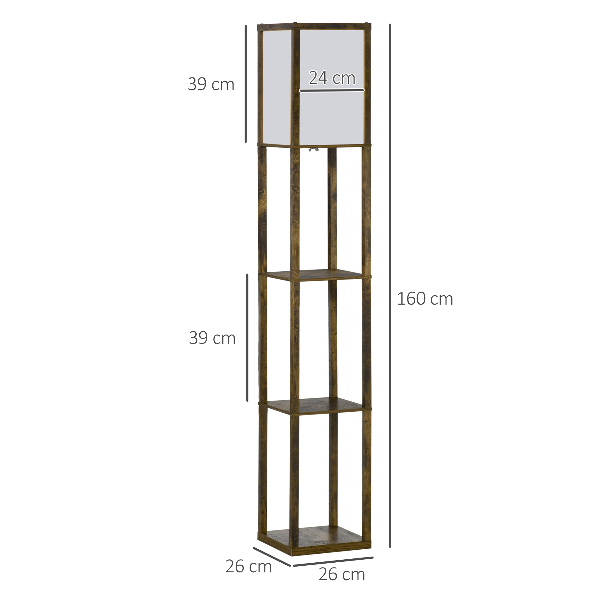 Stovinti lempa su lentynomis 26 × 26 × 160 cm 2