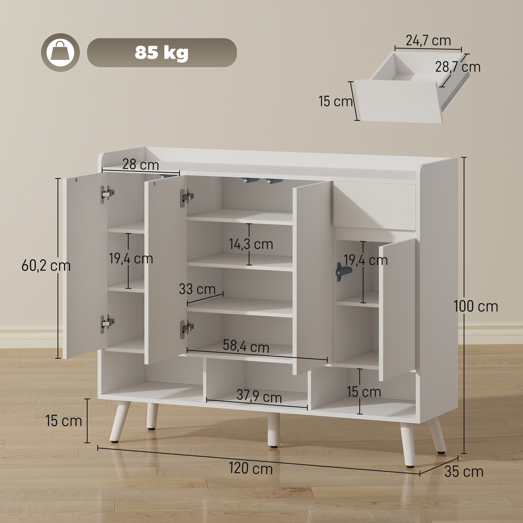 Batų spintelė 120 × 35 × 100 cm 2