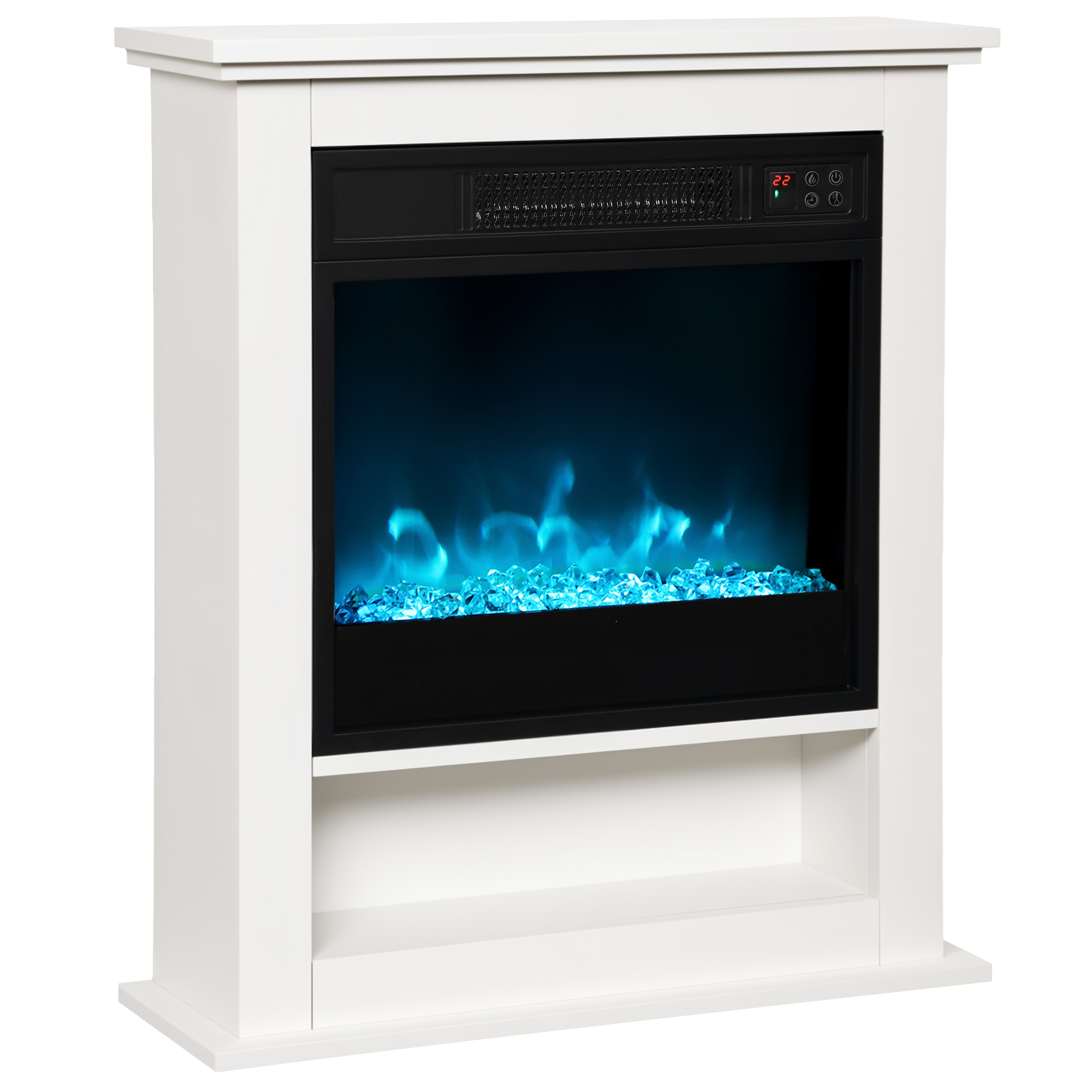 Elektrinis židinys 1800 W, 9 liepsnos spalvos, baltas, 62,5 × 20 × 72,5 cm