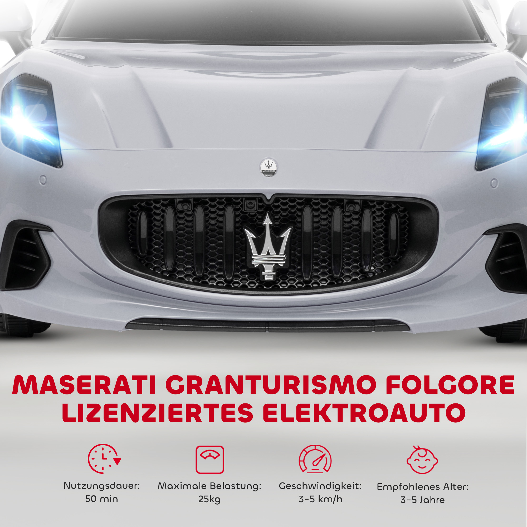 Vaikiškas elektromobilis „Maserati Gran Turismo Folgore“, pilkas, 98 × 59 × 43 cm 3