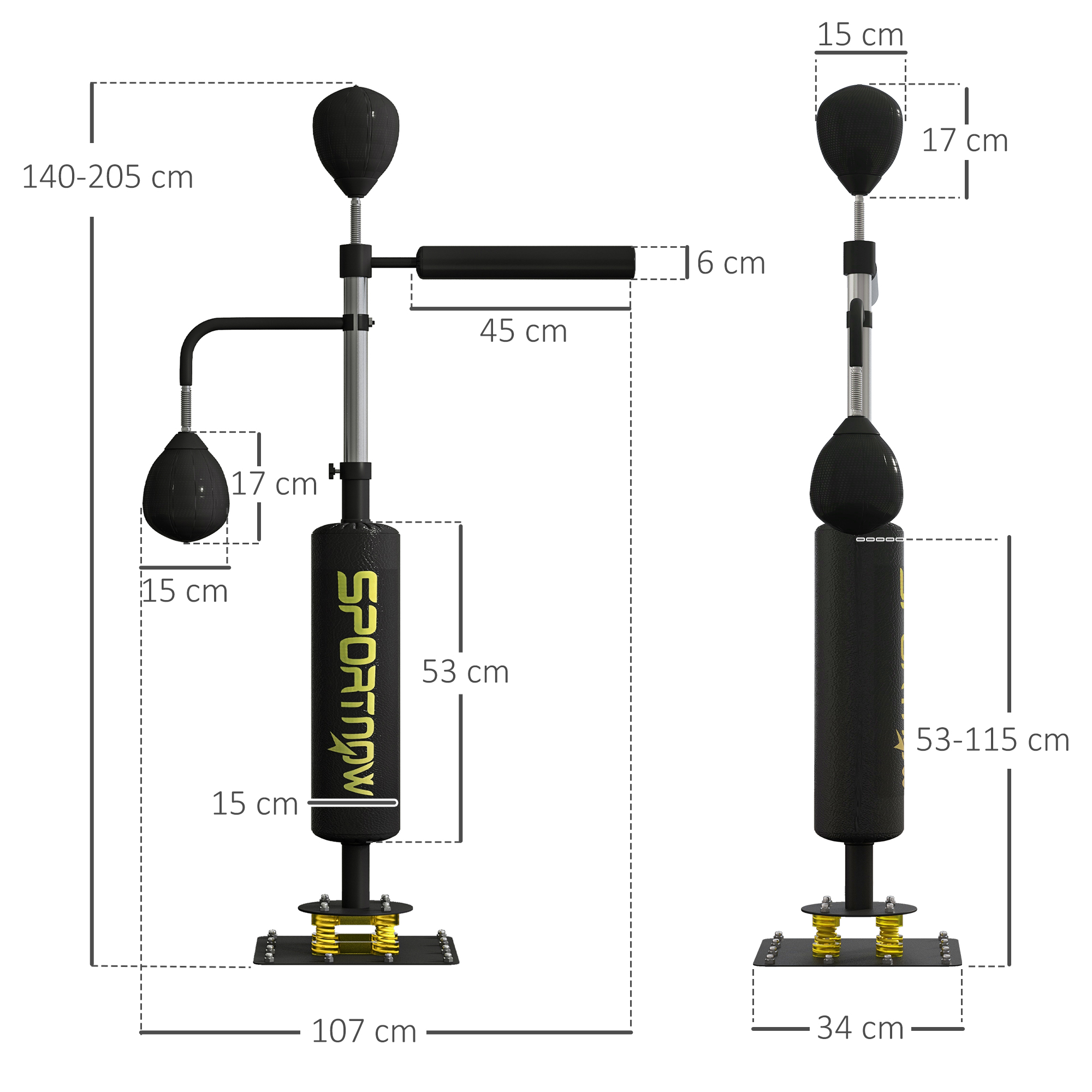 Stovintis bokso maišas 107 x 36 x 140–205 cm 2