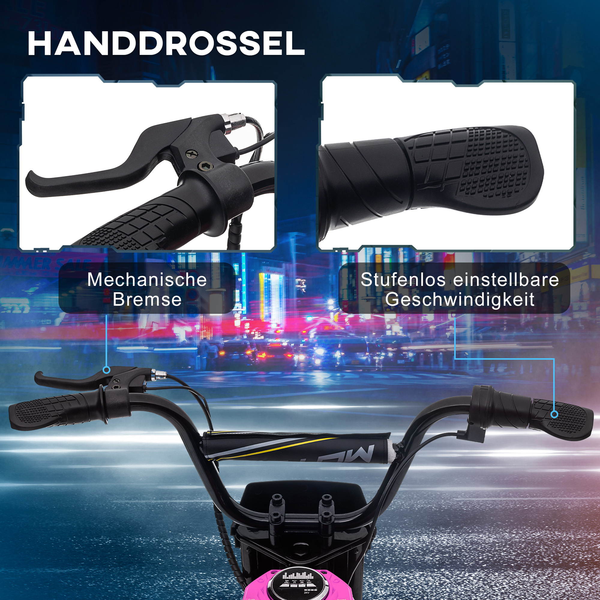 Elektromotocikls rozā 3