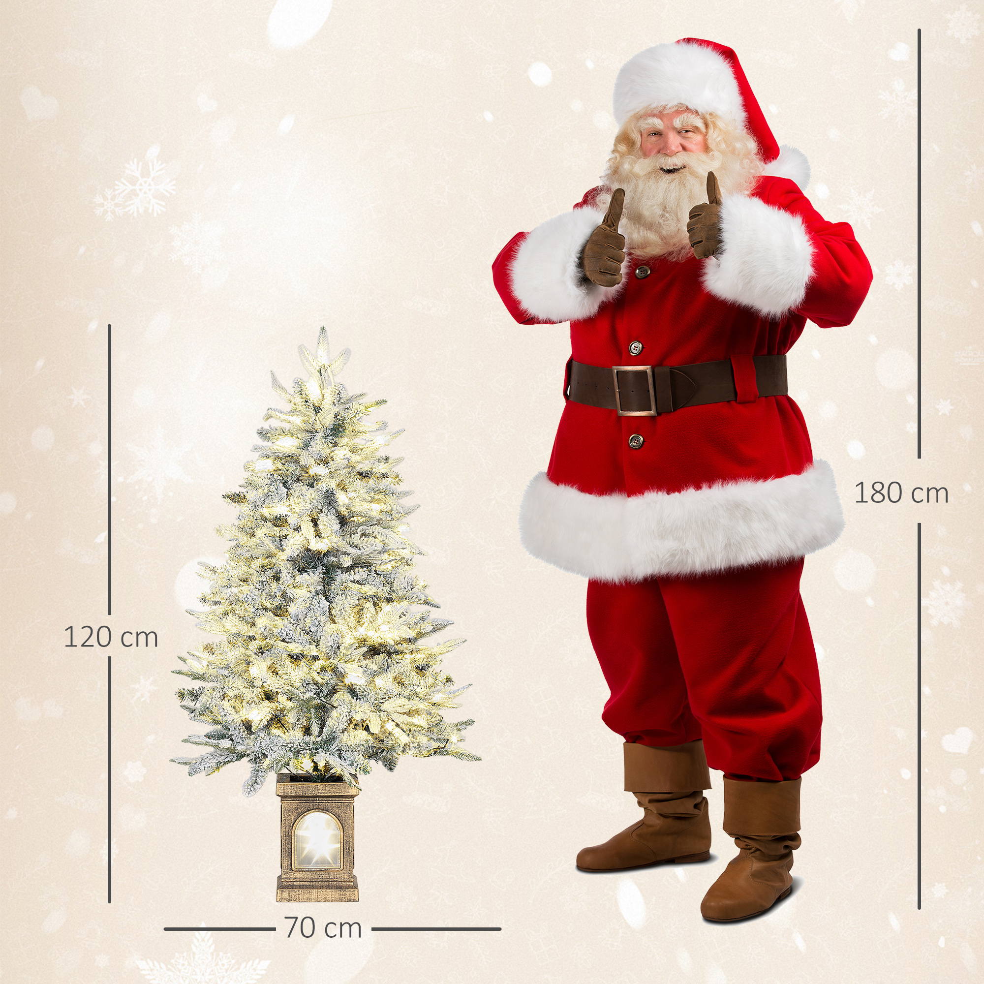 Dirbtinė kalėdinė eglutė, apsnigta, su 100 LED, žalia/balta, 120 cm 2