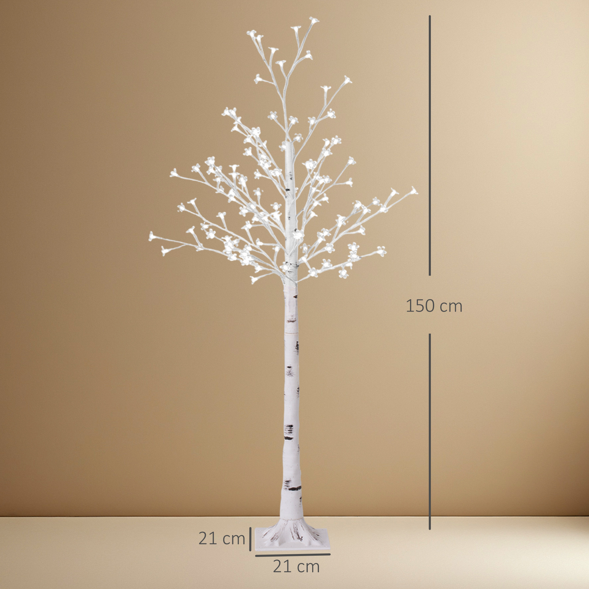 LED dekoratyvinis medis su 120 LED ir 3 ryškumo lygiais, baltas, 21 x 21 x 150 cm 2