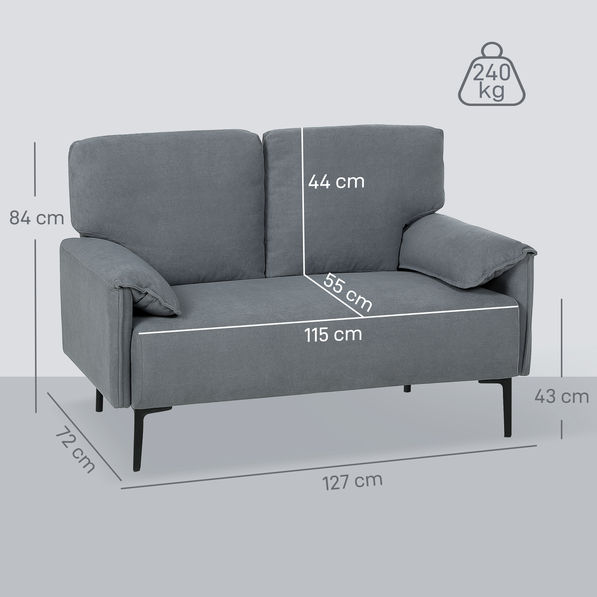 Dvivietė sofa 127 × 72 × 84 cm 2