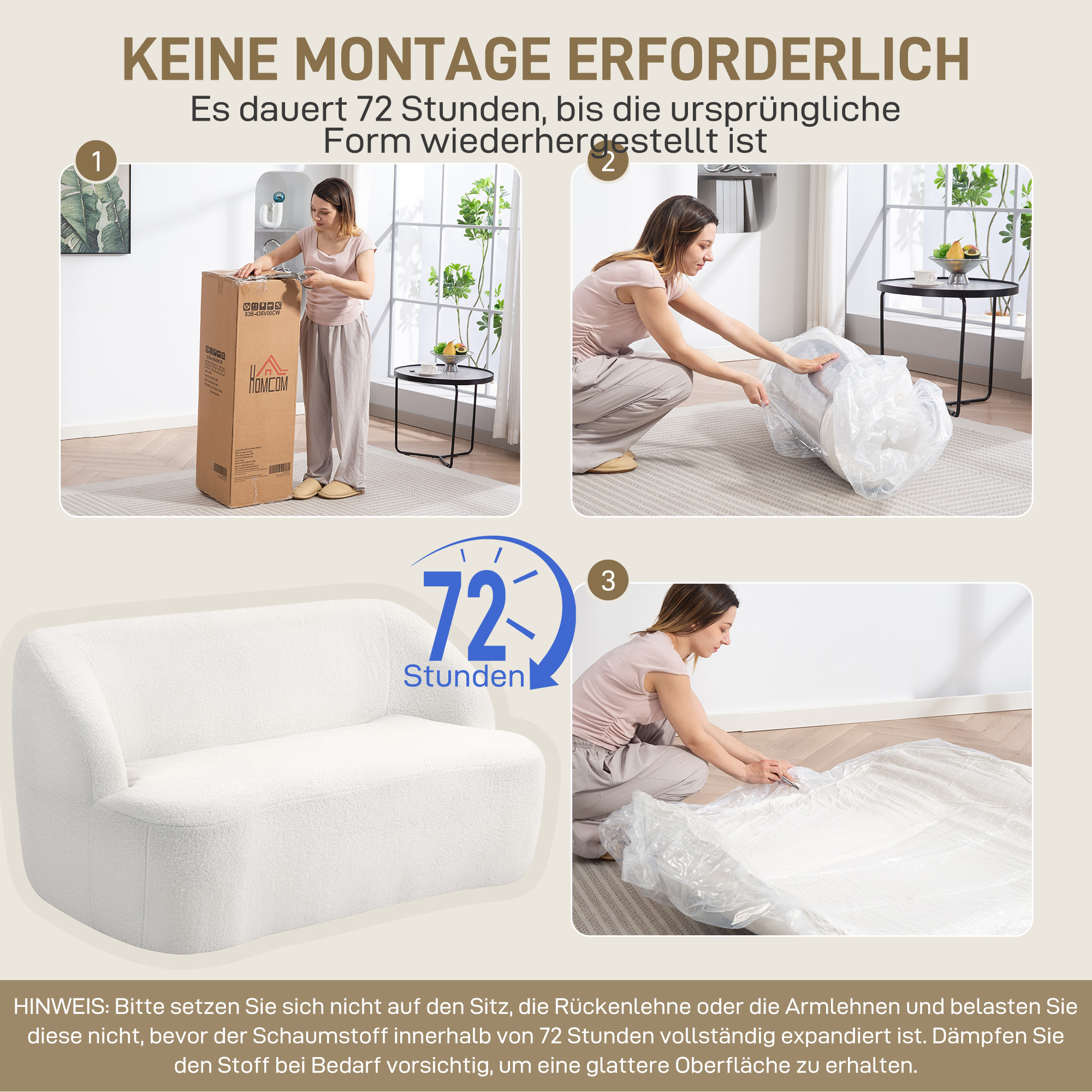 Sofa 2 vietų kreminė 3