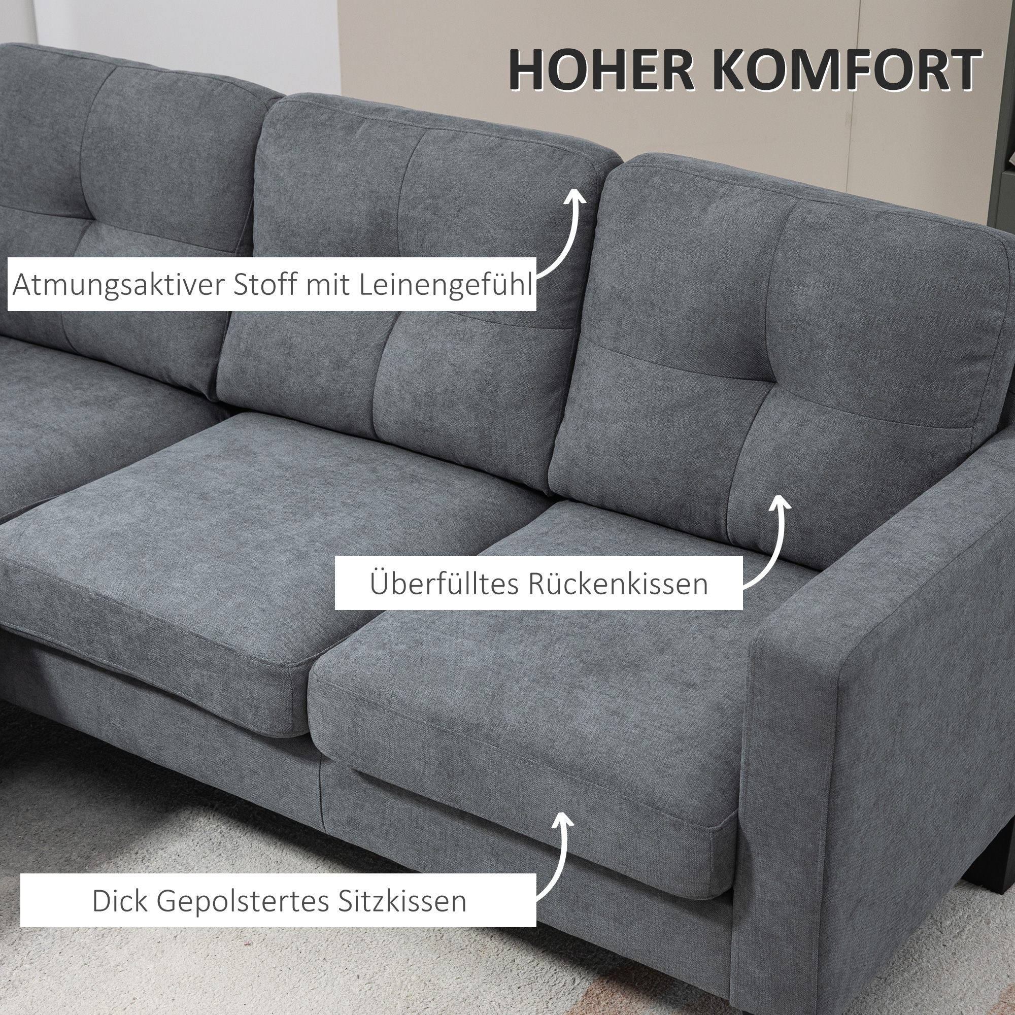 Kampinė sofa tamsiai pilka 3
