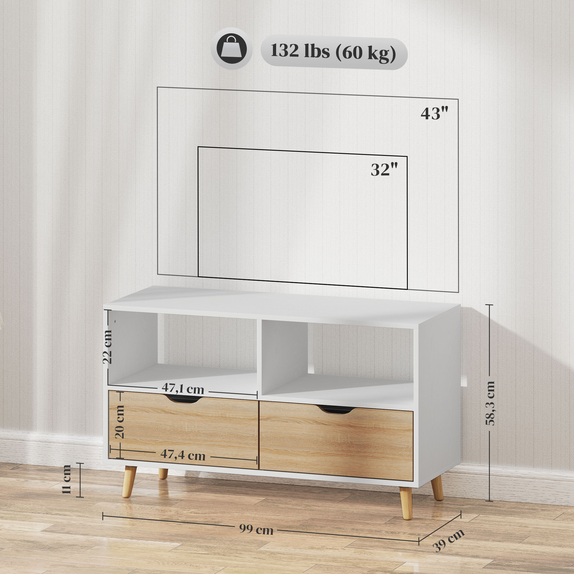 TV spintelė 99 × 39 × 58 cm 2