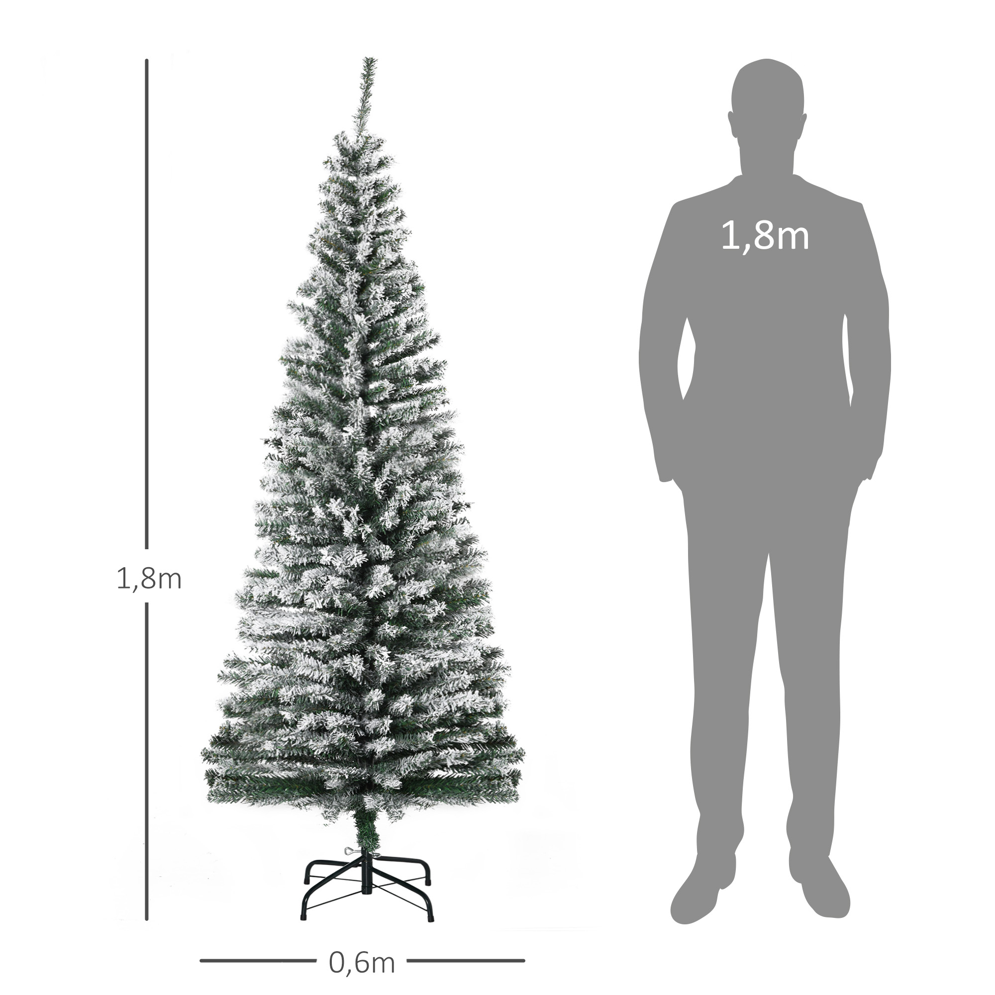 Dirbtinė kalėdinė eglutė, siaura ir apsnigta, žalia, 180 cm 2