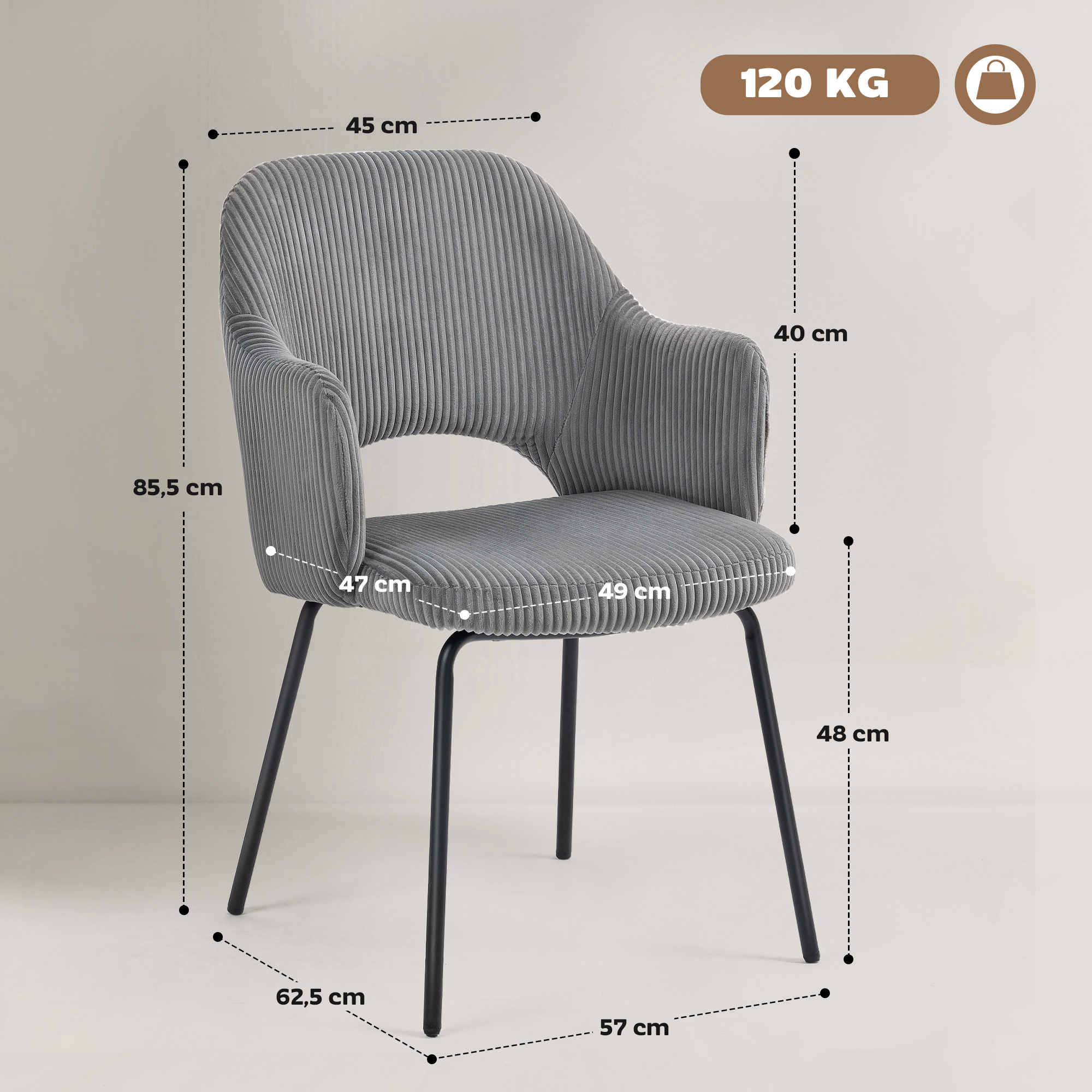 Valgomojo kėdė 57 × 62,5 × 85,5 cm 2