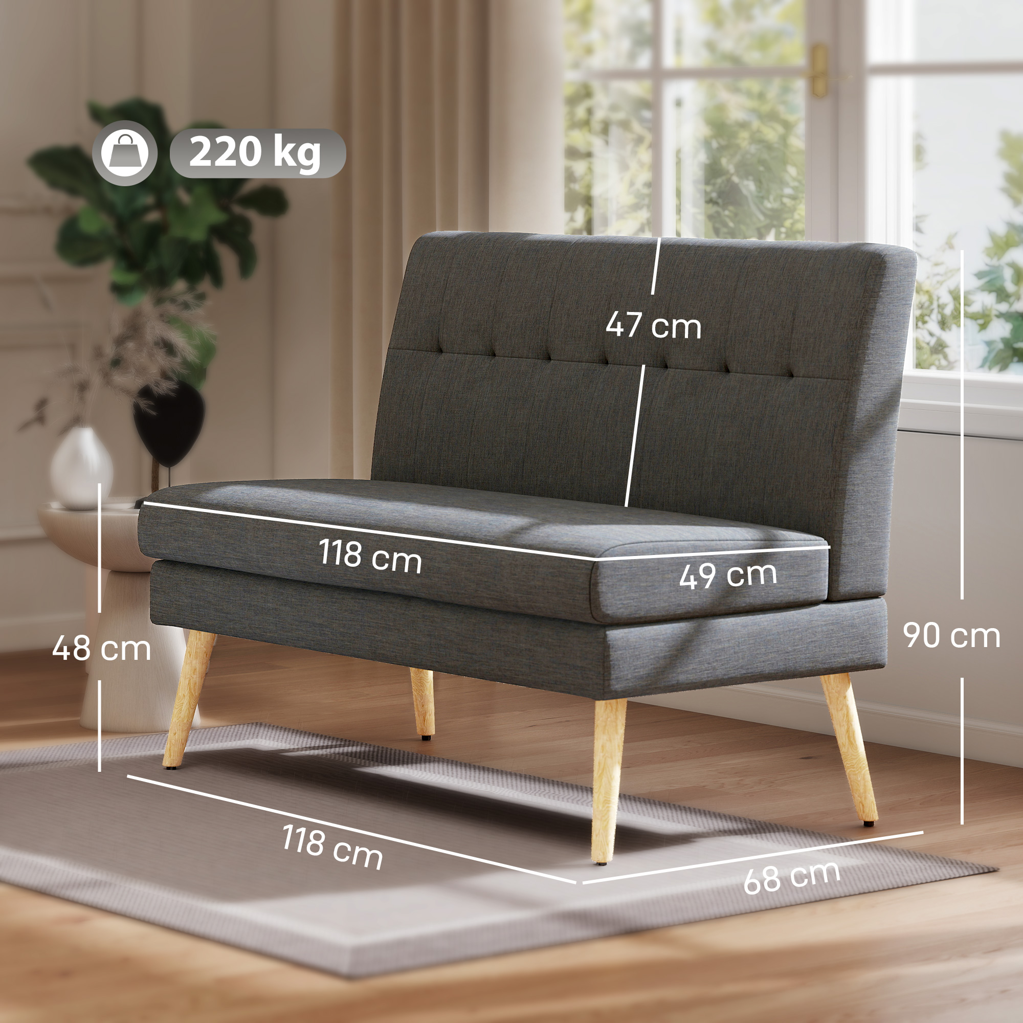 Dviejų vietų sofa 118 × 68 × 90 cm 2