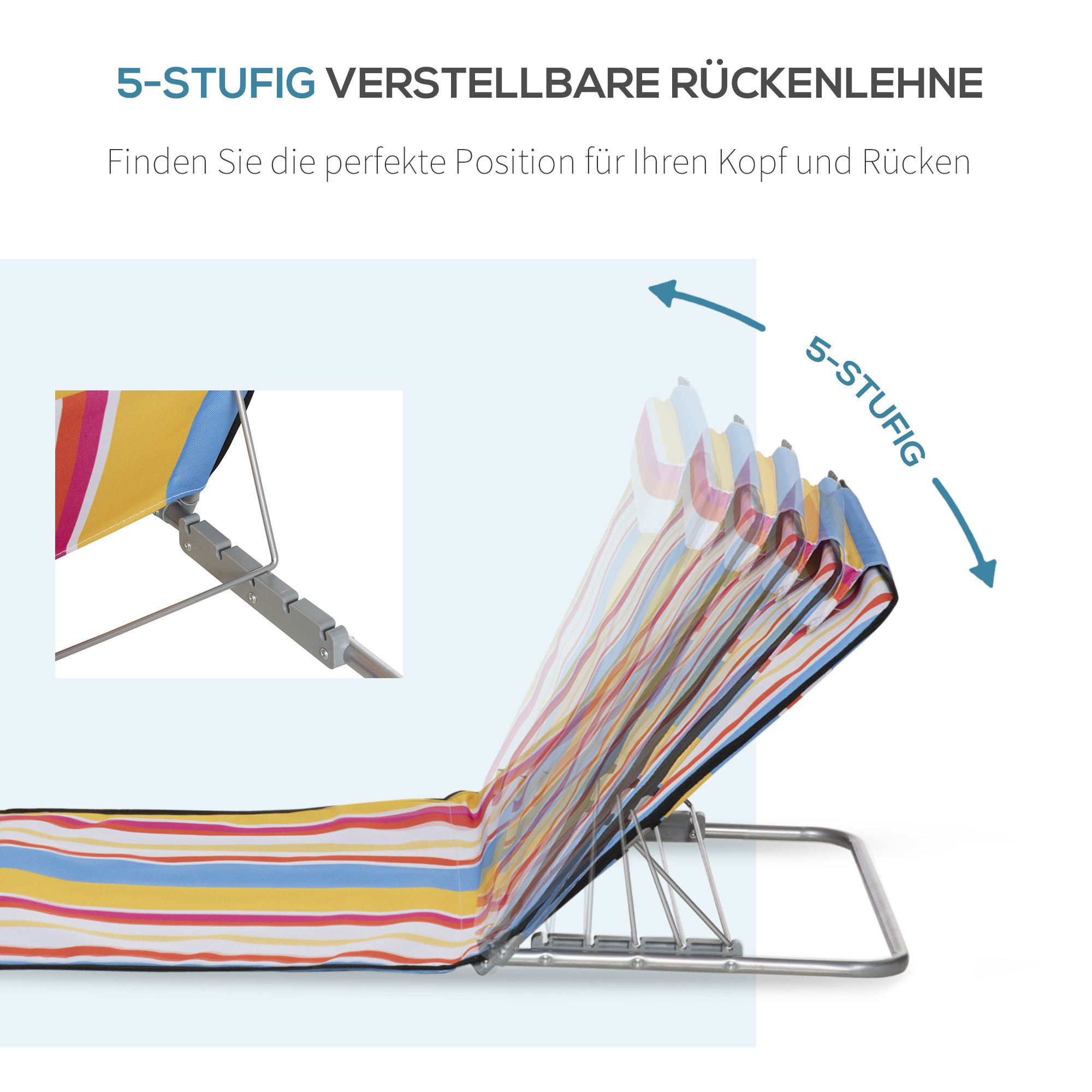 Paplūdimio gultas 124 x 53 x 35-45 cm 2 vnt. 3