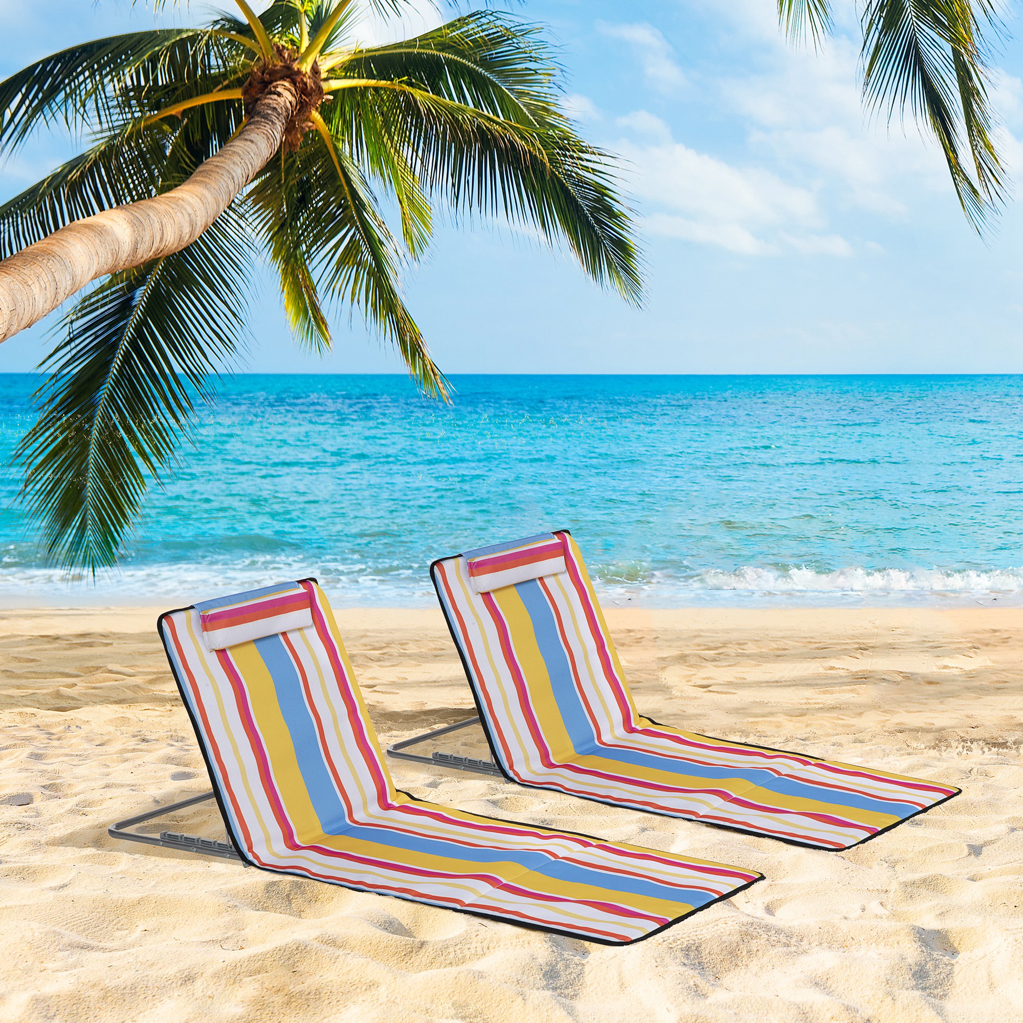 Paplūdimio gultas 124 x 53 x 35-45 cm 2 vnt.