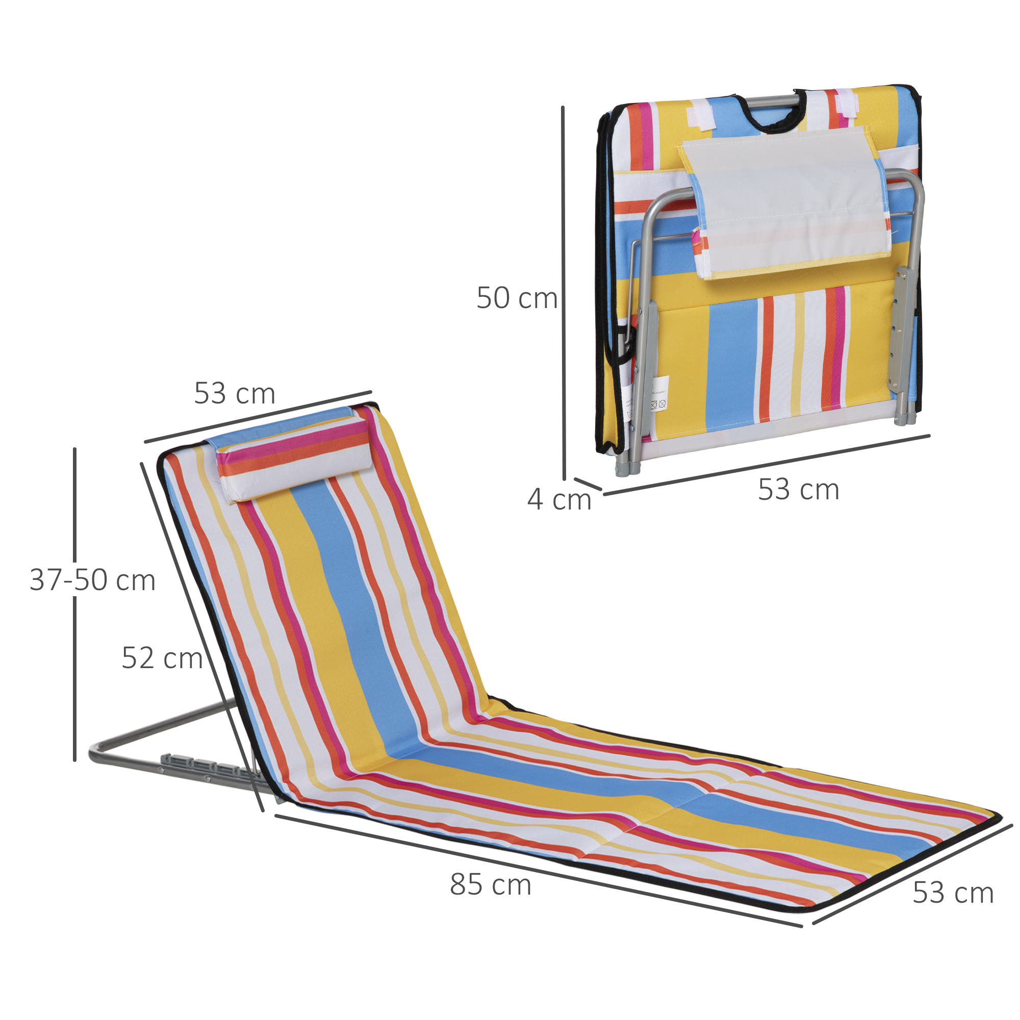 Paplūdimio gultas 124 x 53 x 35-45 cm 2 vnt. 2