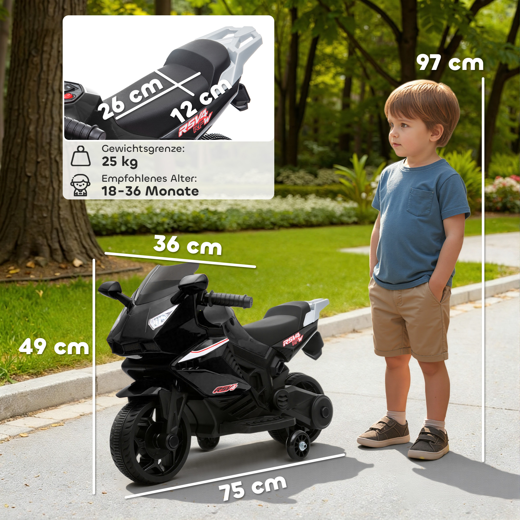 Vaikiškas motociklas juodas 2