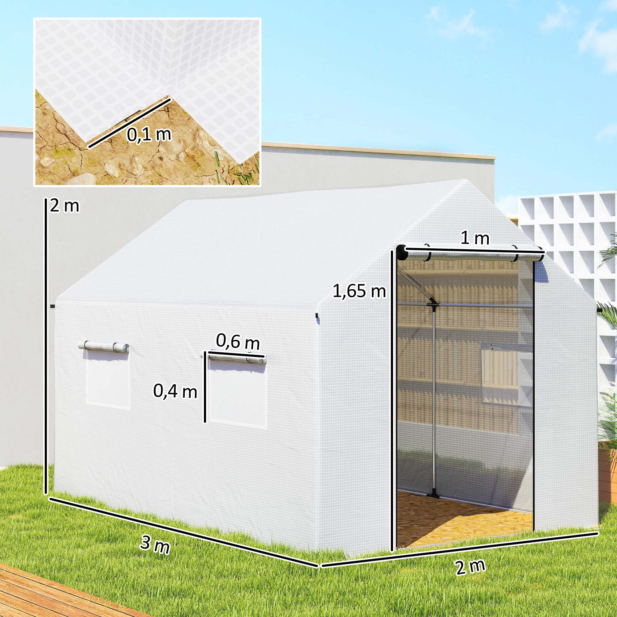 Plėvelinis šiltnamis 3 × 2 × 2 m 2