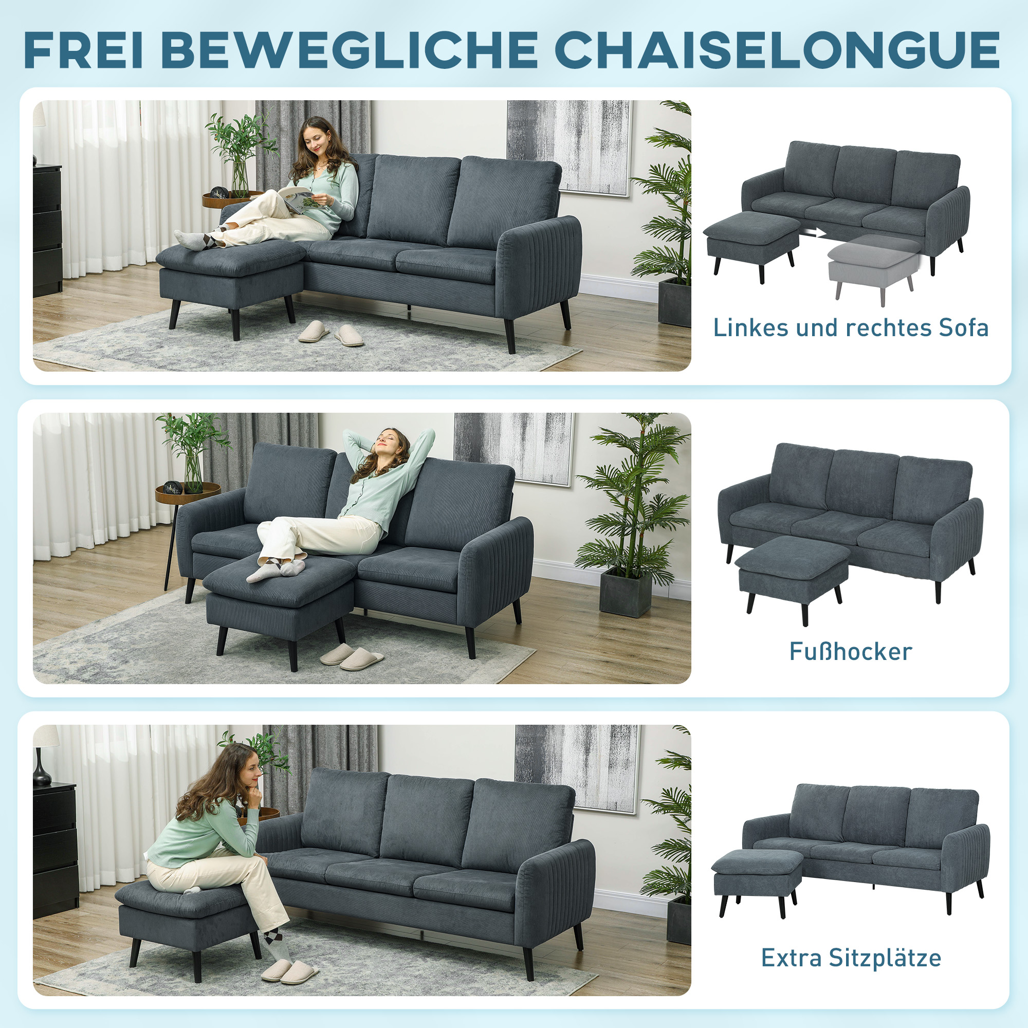 Kampinė sofa 196 x 140 x 88 cm 3