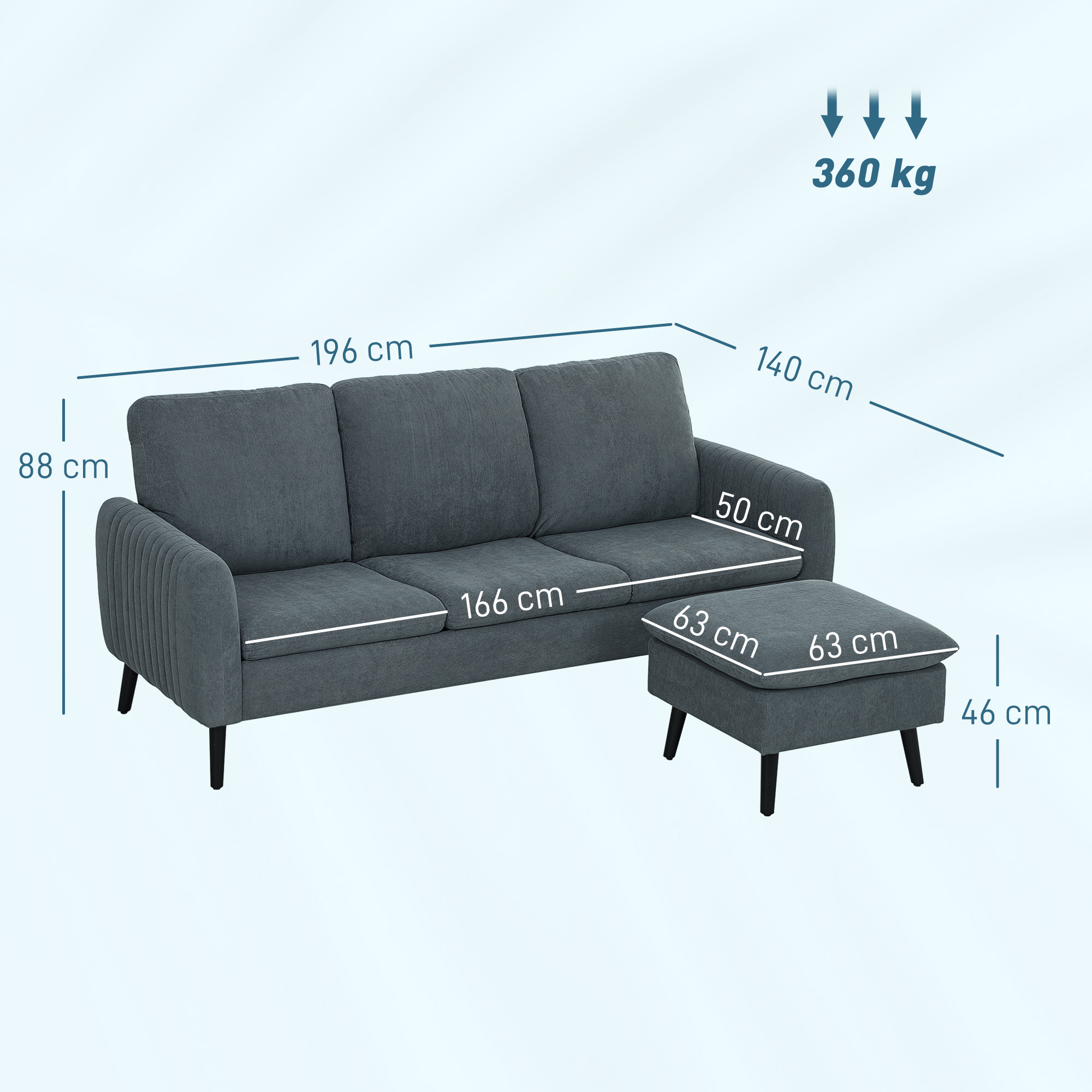 Kampinė sofa 196 x 140 x 88 cm 2