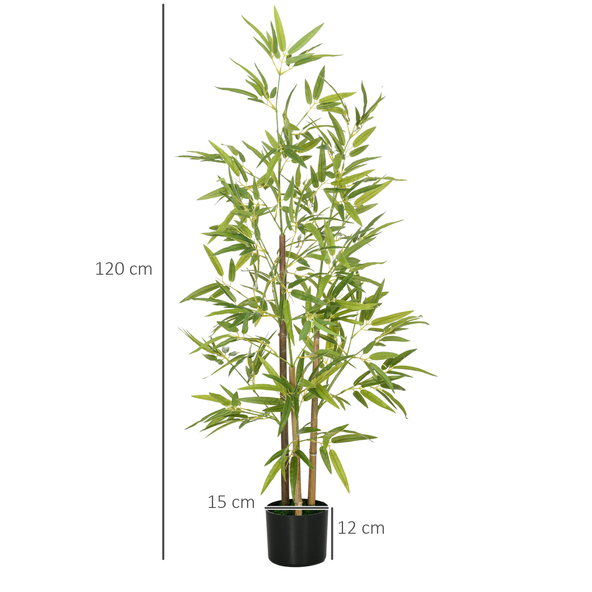 Dirbtinis bambukas, 3 stiebų, žalias ir juodas, 120 cm, 2 vnt. 2