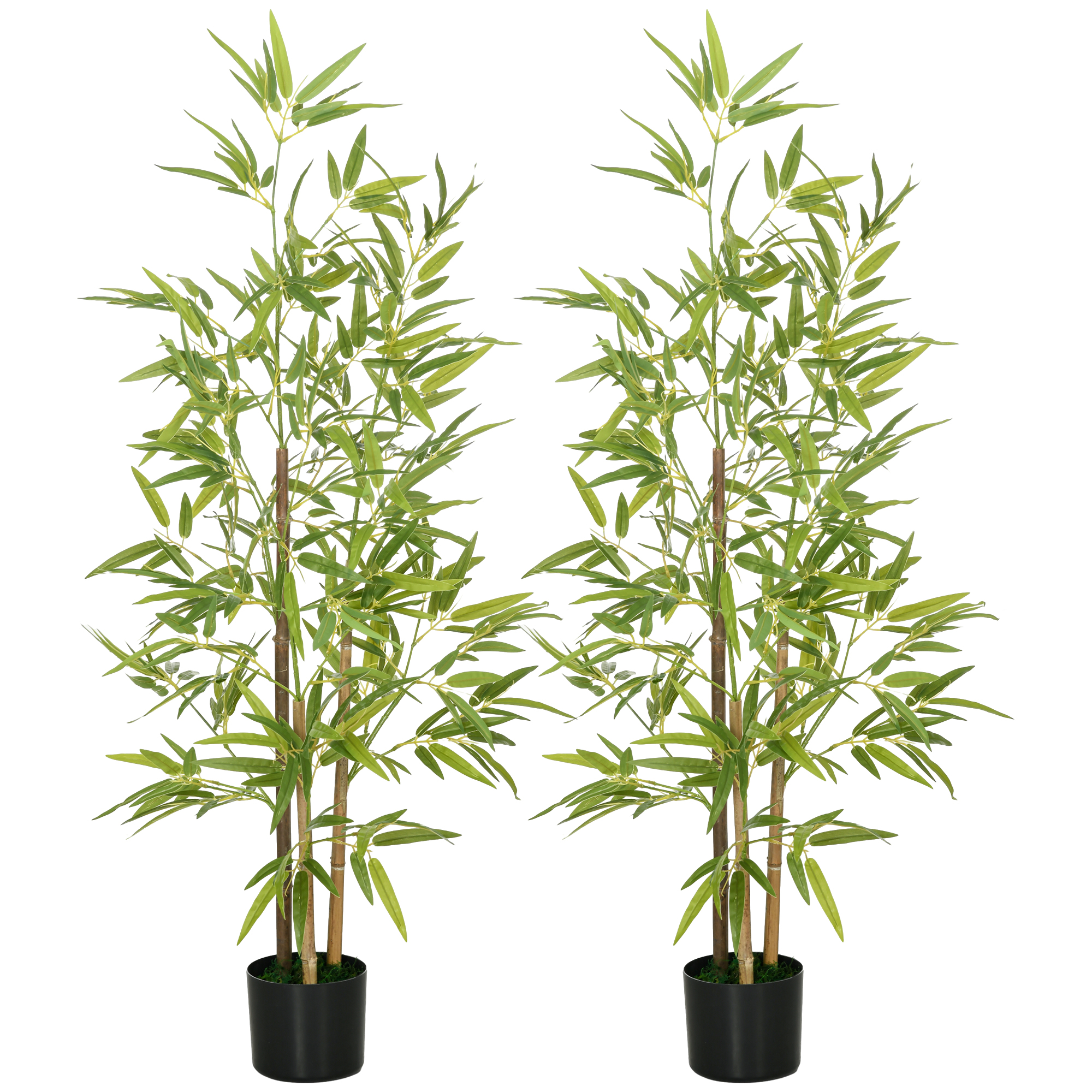 Dirbtinis bambukas, 3 stiebų, žalias ir juodas, 120 cm, 2 vnt.