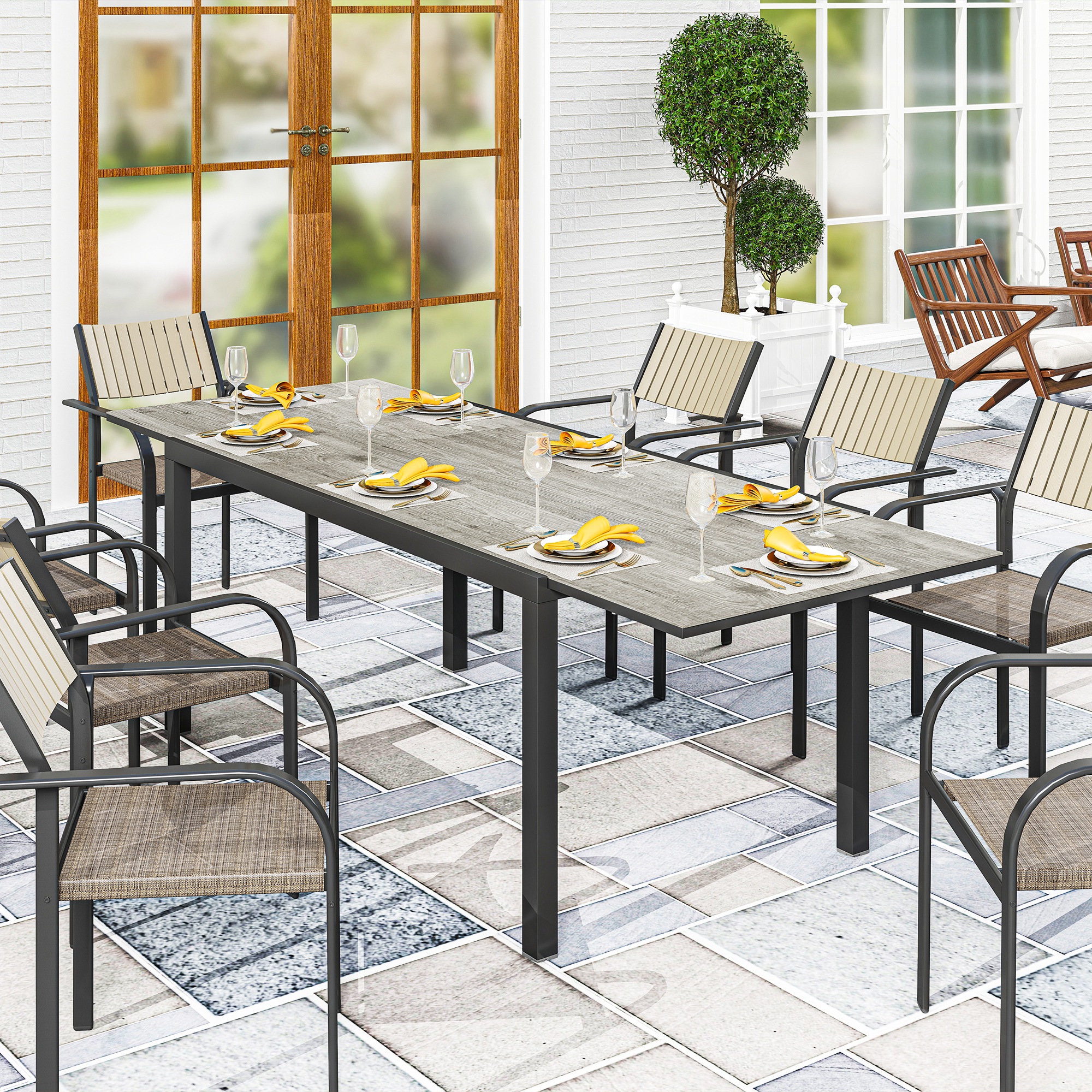 Lauko stalas 160/240 × 90 × 74 cm