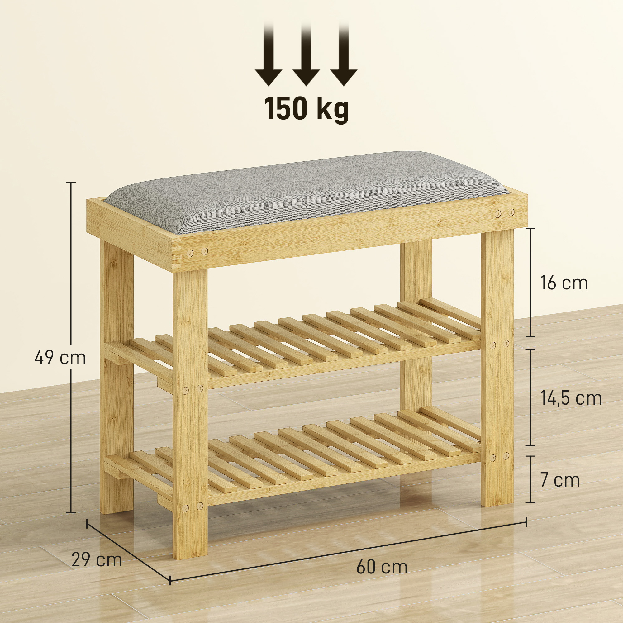 Batų suoliukas 60 × 29 × 49 cm 2