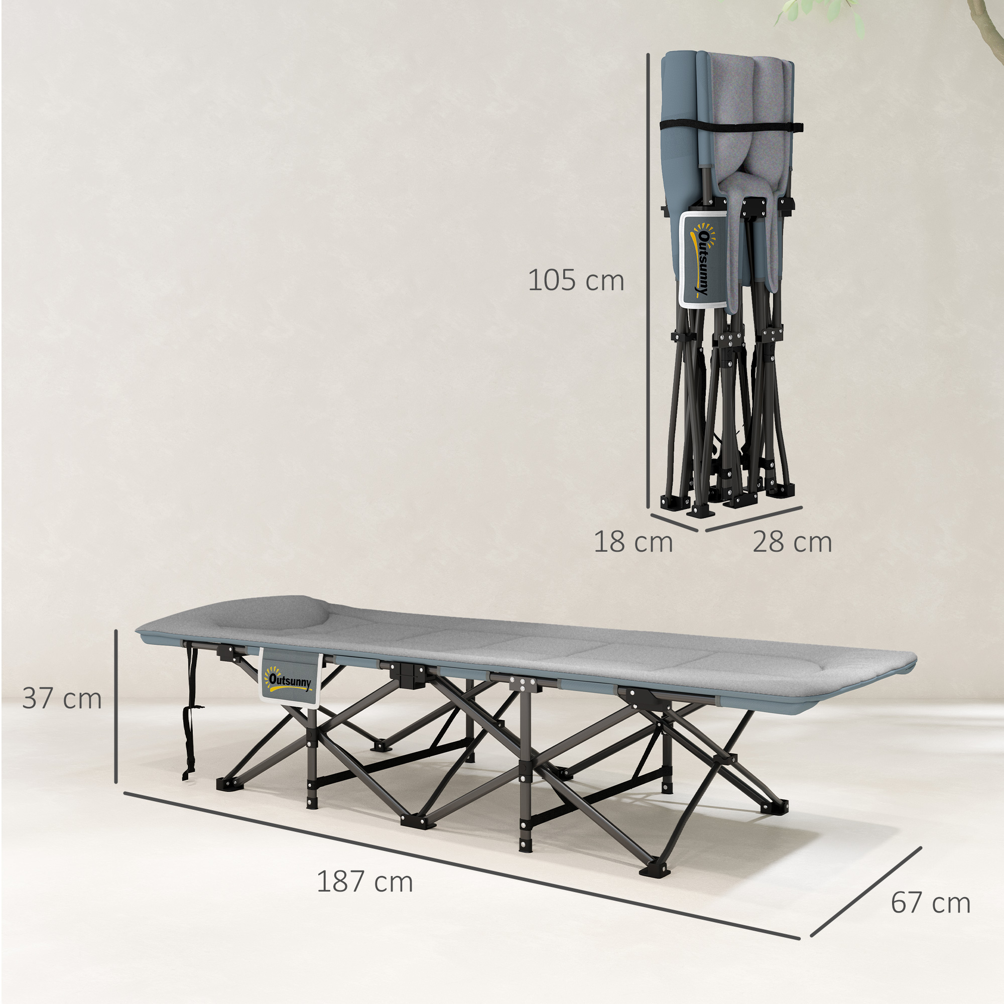 Stovyklavimo gultas 187 x 67 x 37 cm 2