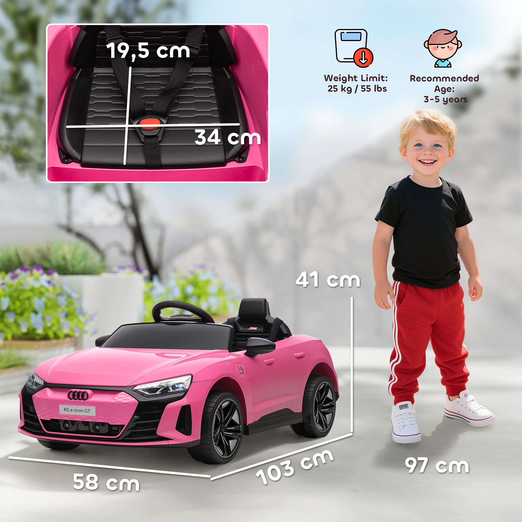 Vaikiškas elektrinis automobilis rožinis 2